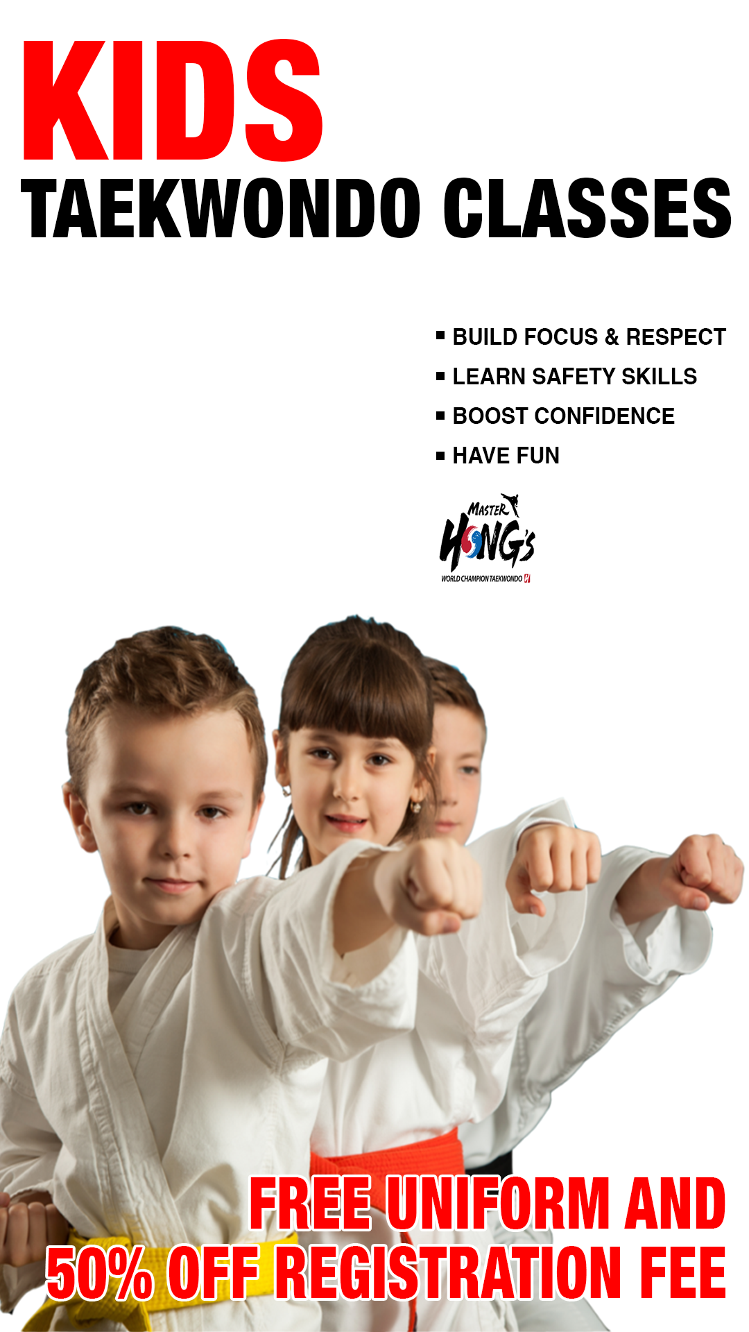 Master Hong's World Champion Taekwondo The woodlands, TX Facebook ad from Feb 11, 2026