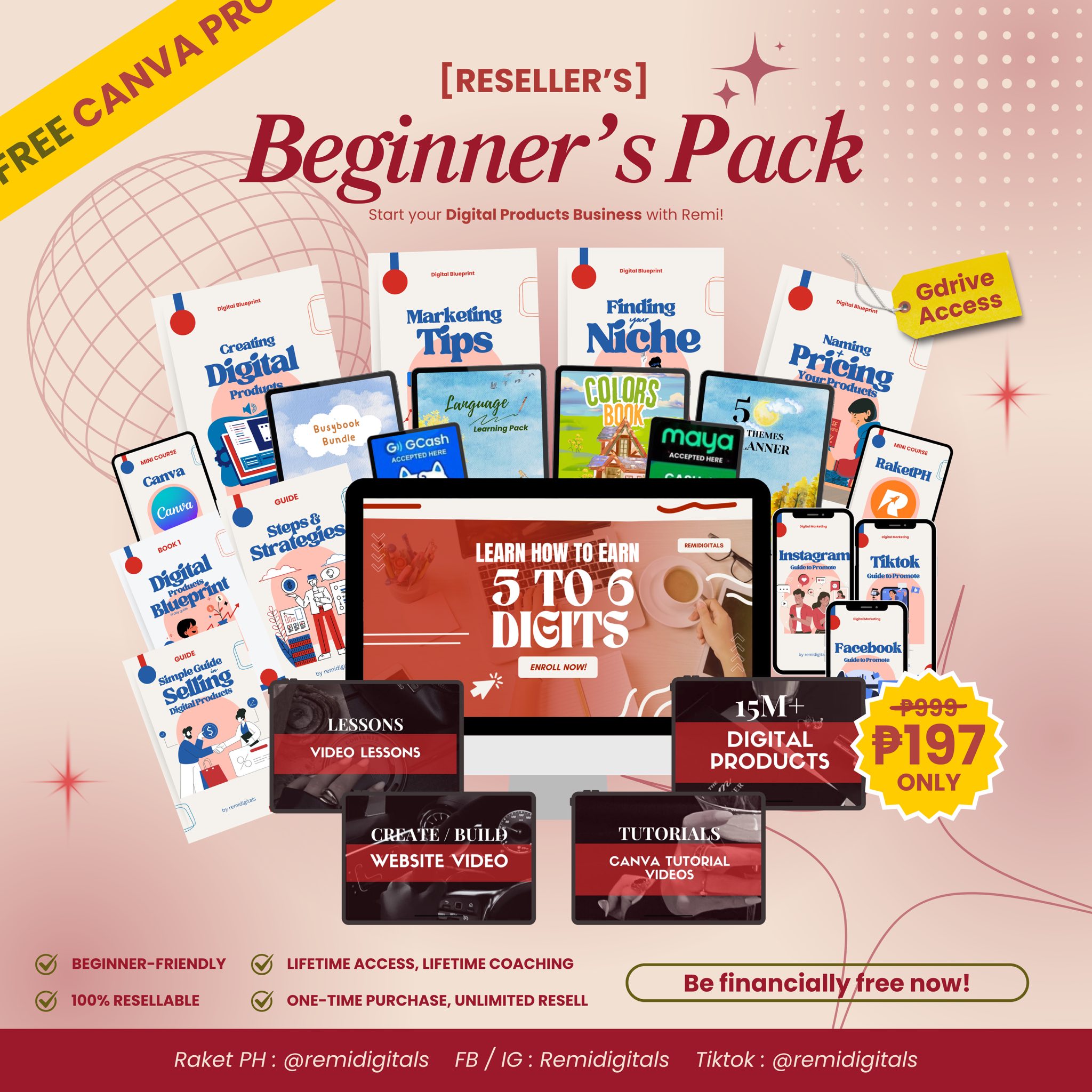 Remidigitals Facebook ad: CANVA SIDE-HUSTLE: BEGINNER’S PACK