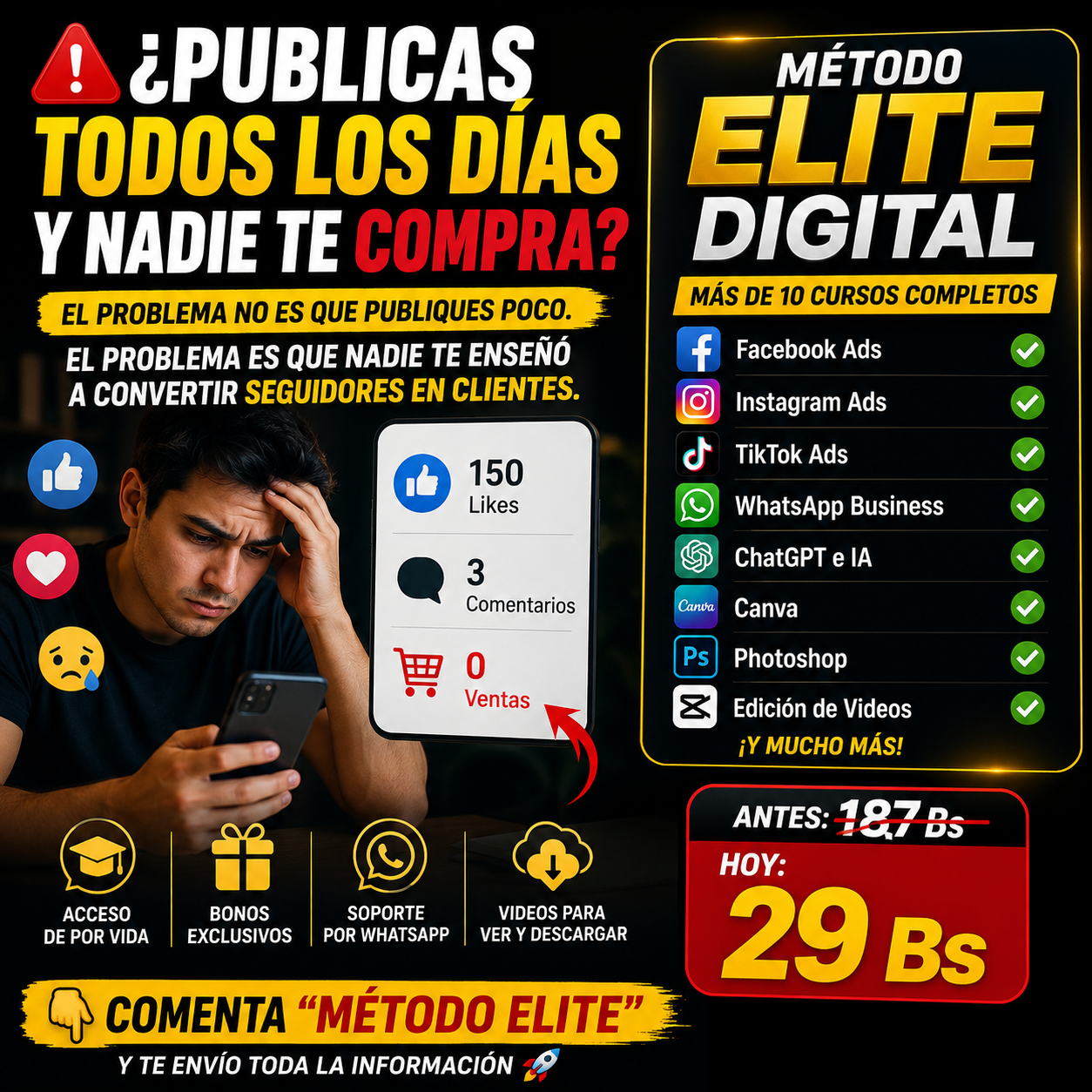 Academia Online Facebook ad: Chatea con nosotros