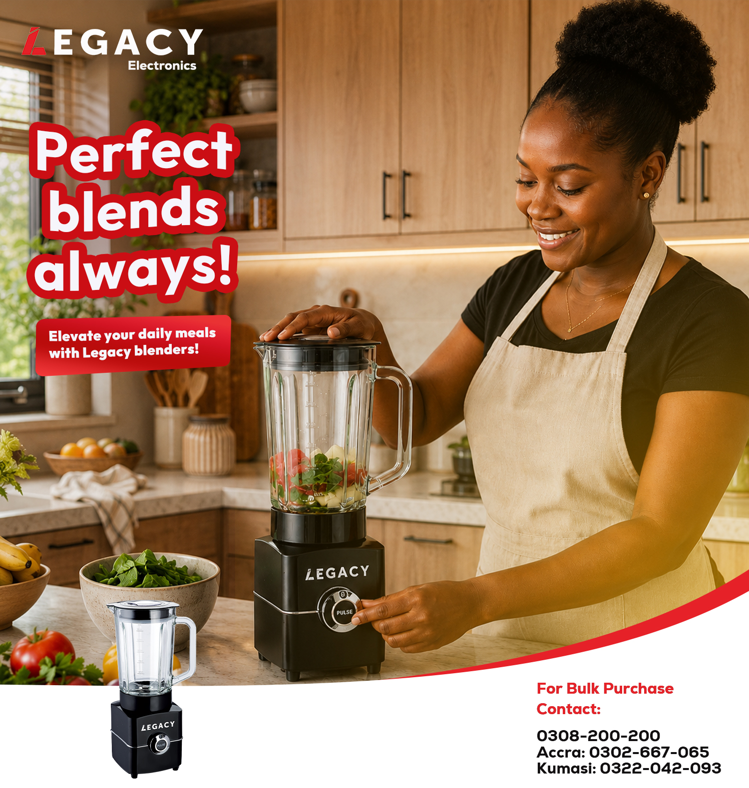 Legacy Home Appliances Facebook ad: Perfect blends, always!