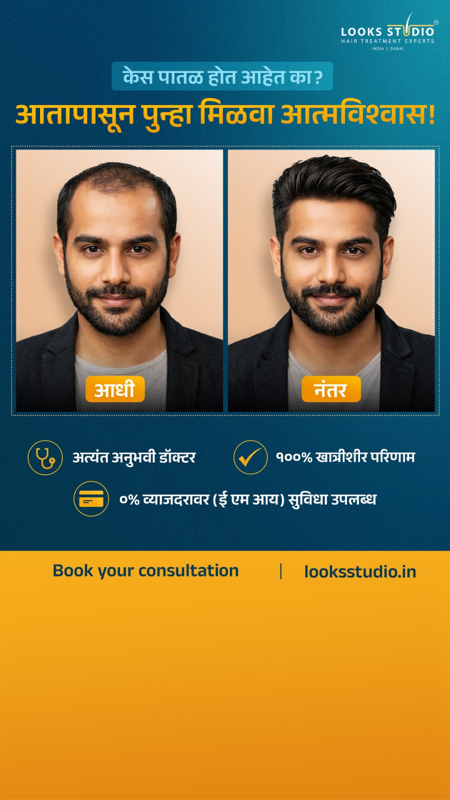 Looks Studio Hair Transplant Facebook ad from Jul 14, 2026