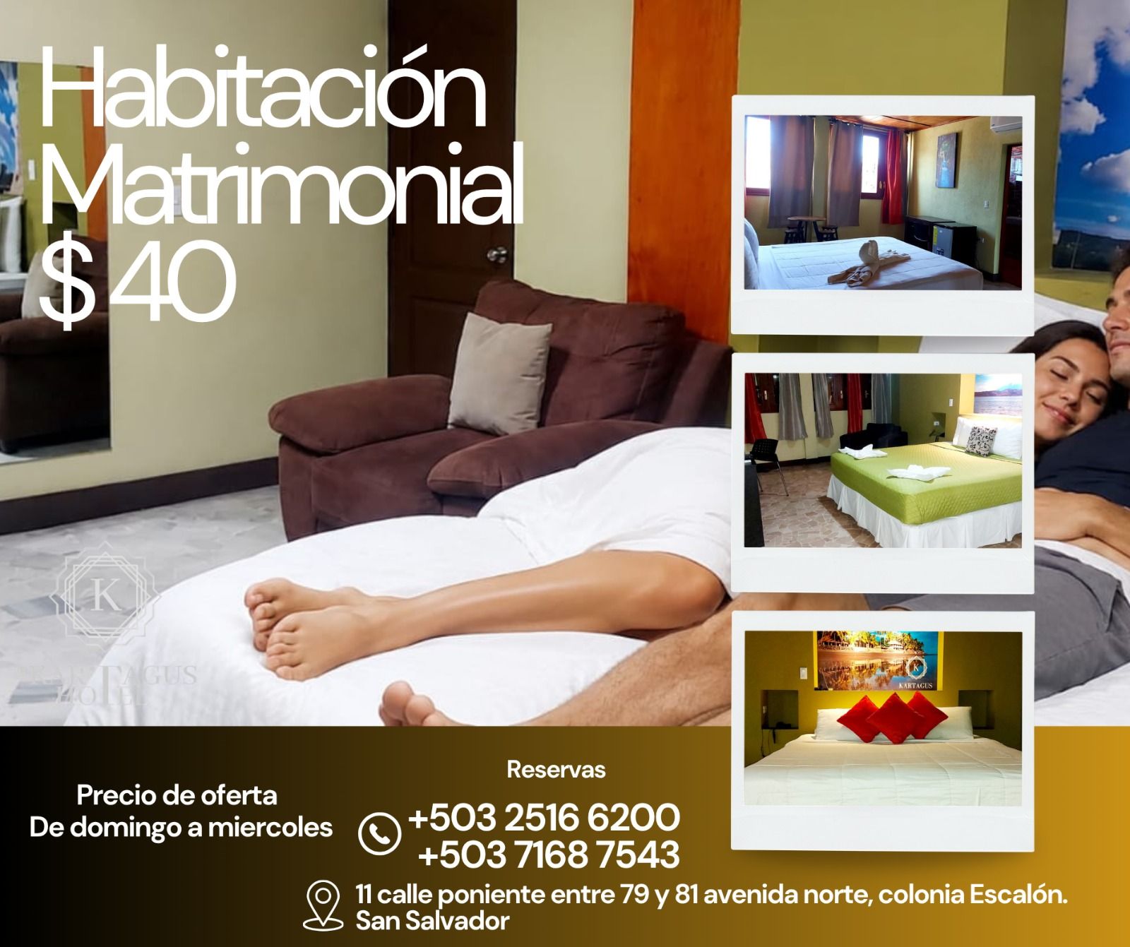 Kartagus Hotel El Salvador Facebook ad: Reservaciones al 7168 7543