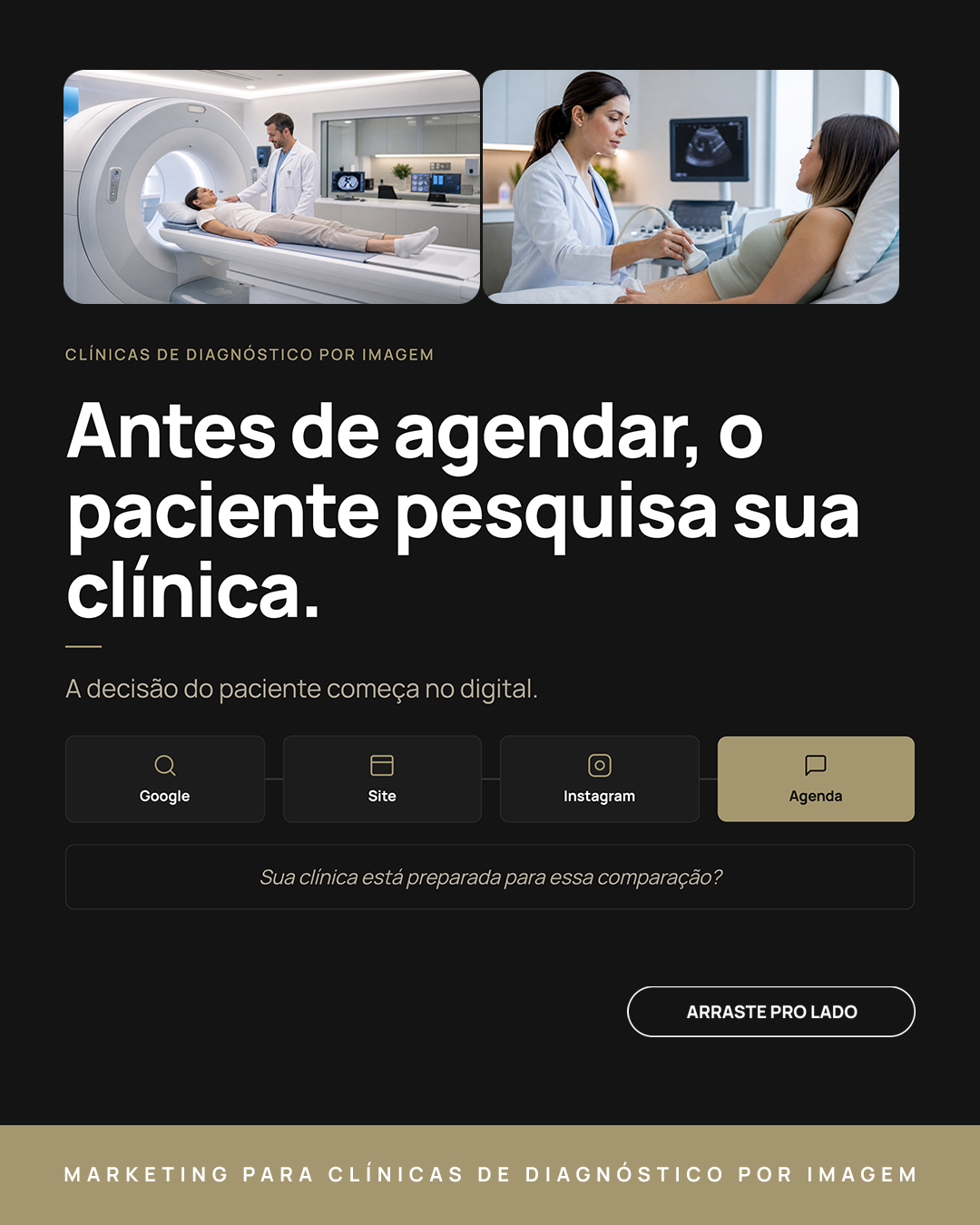 Tribo Marketing Médico Facebook ad: Antes de agendar um exame, o paciente pesquisa.