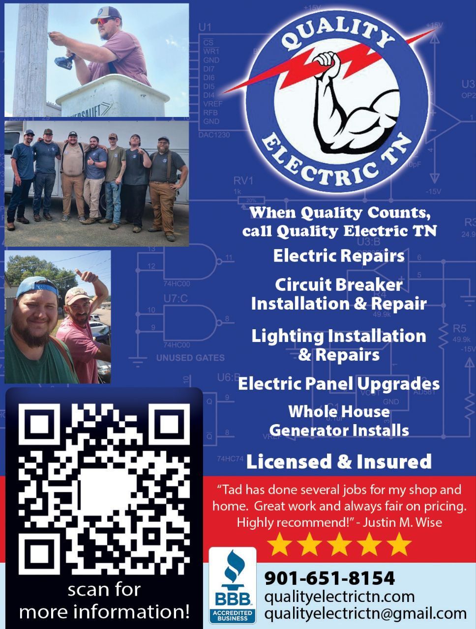 Quality Electric TN Facebook ad: Supplying Electrical services for Fayette County!