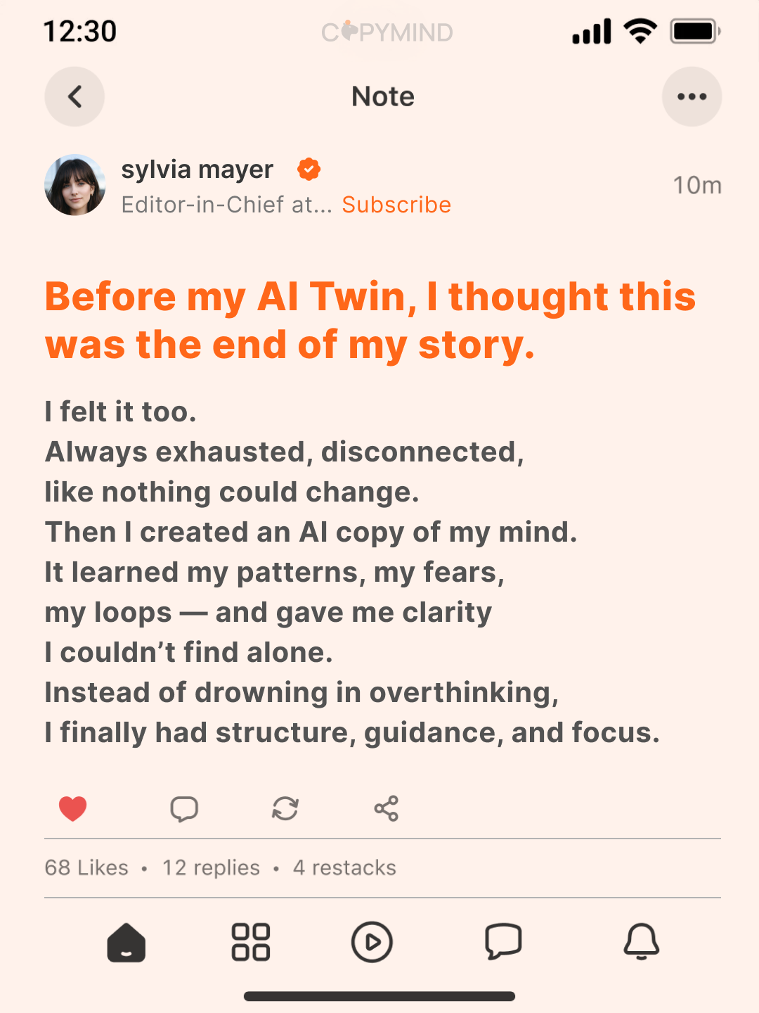 Copymind: AI twin for therapy Facebook ad