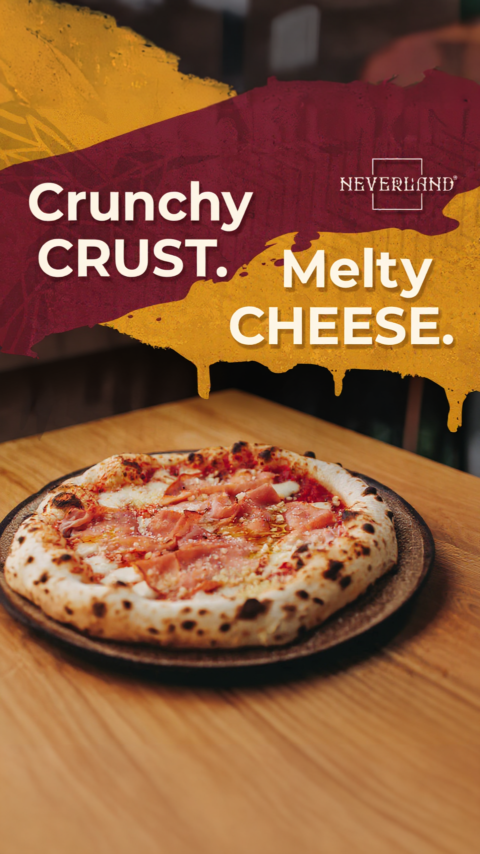 Neverland Bar • Escape Room • Pizzeria Facebook ad: I'll take a bite!