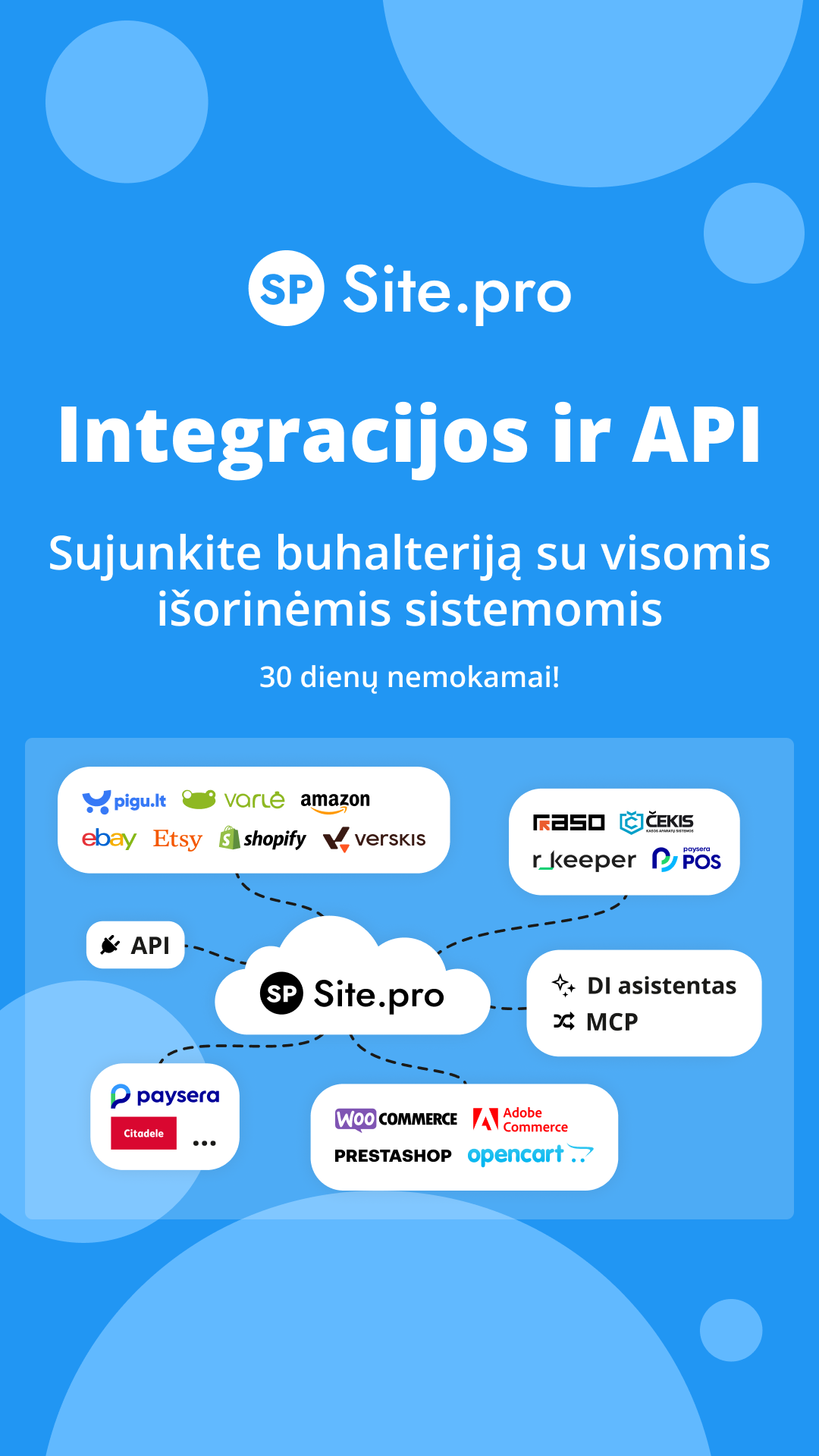Site.pro - Apskaitos programa ir ERP Facebook ad: Apskaita su integracijomis ir DI