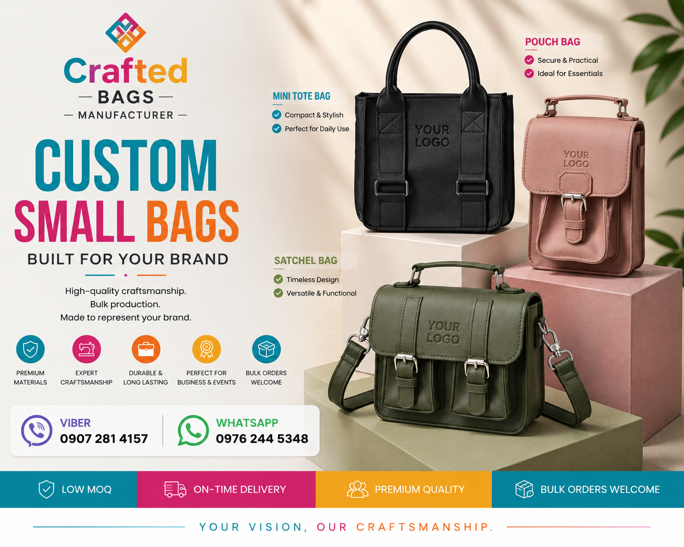Crafted Bags Manufacturer PH Facebook ad: Chat in Messenger
