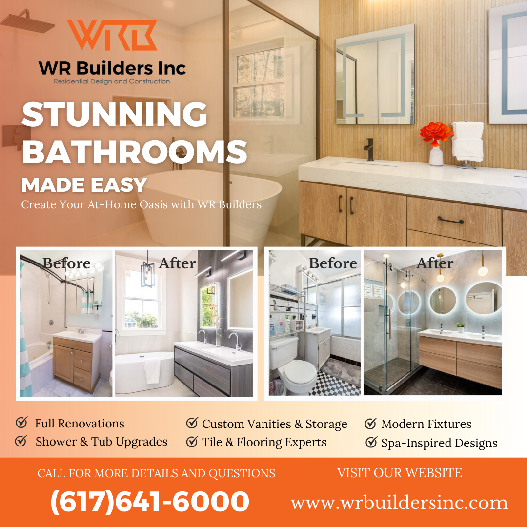 WR Builders INC Facebook ad: Turn Your Bathroom Vision Into Reality, Free Consultations…
