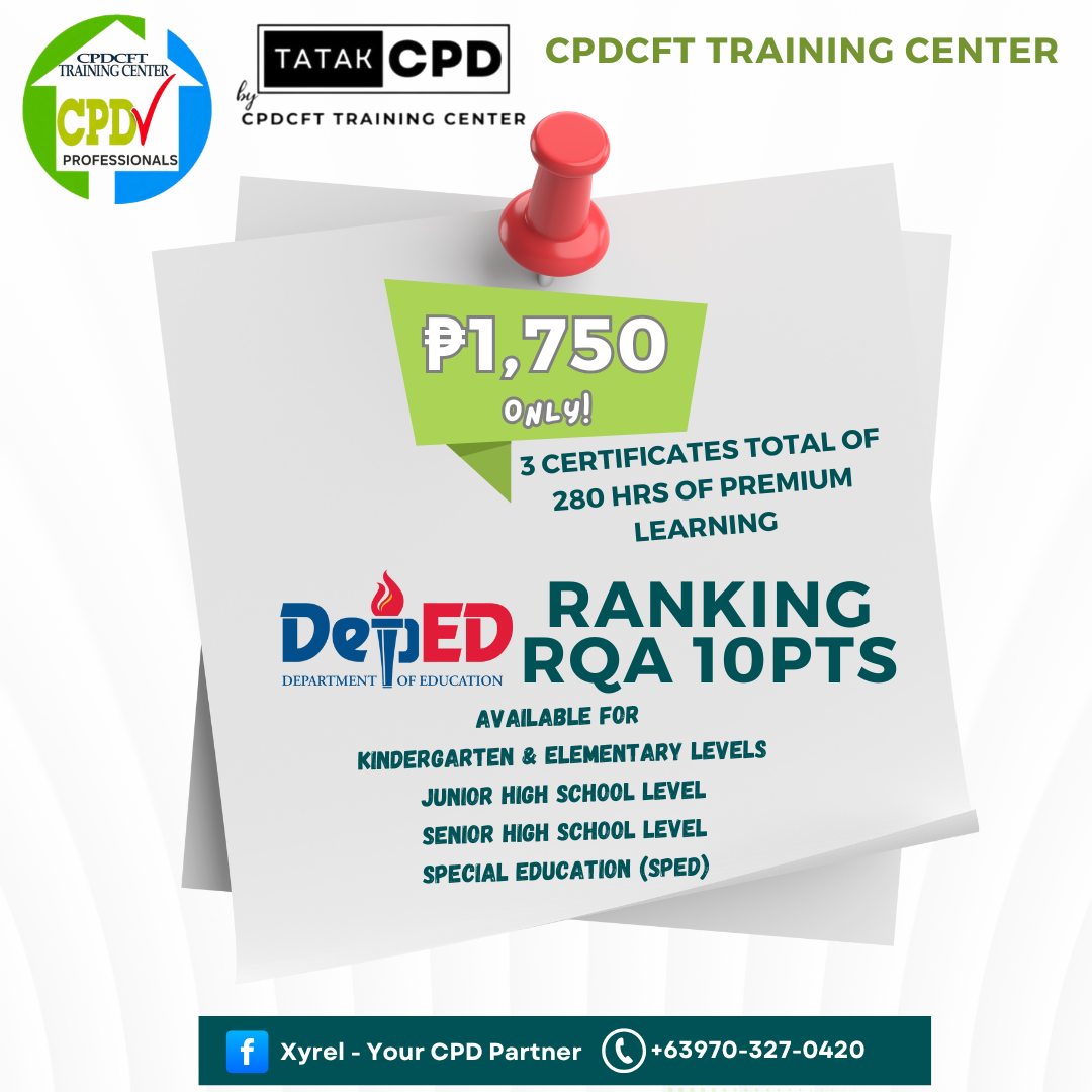 Xyrel -Your CPD Partner Facebook ad: Need Certificates for DepEd Ranking, DepEd Promotion, Book…