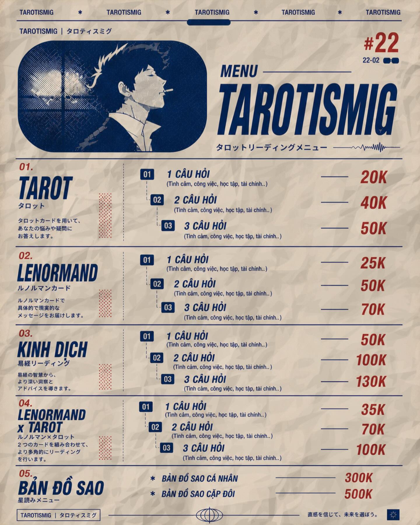 tarotismig Facebook ad: Bảng giá phí xem bài tại Tarotismig