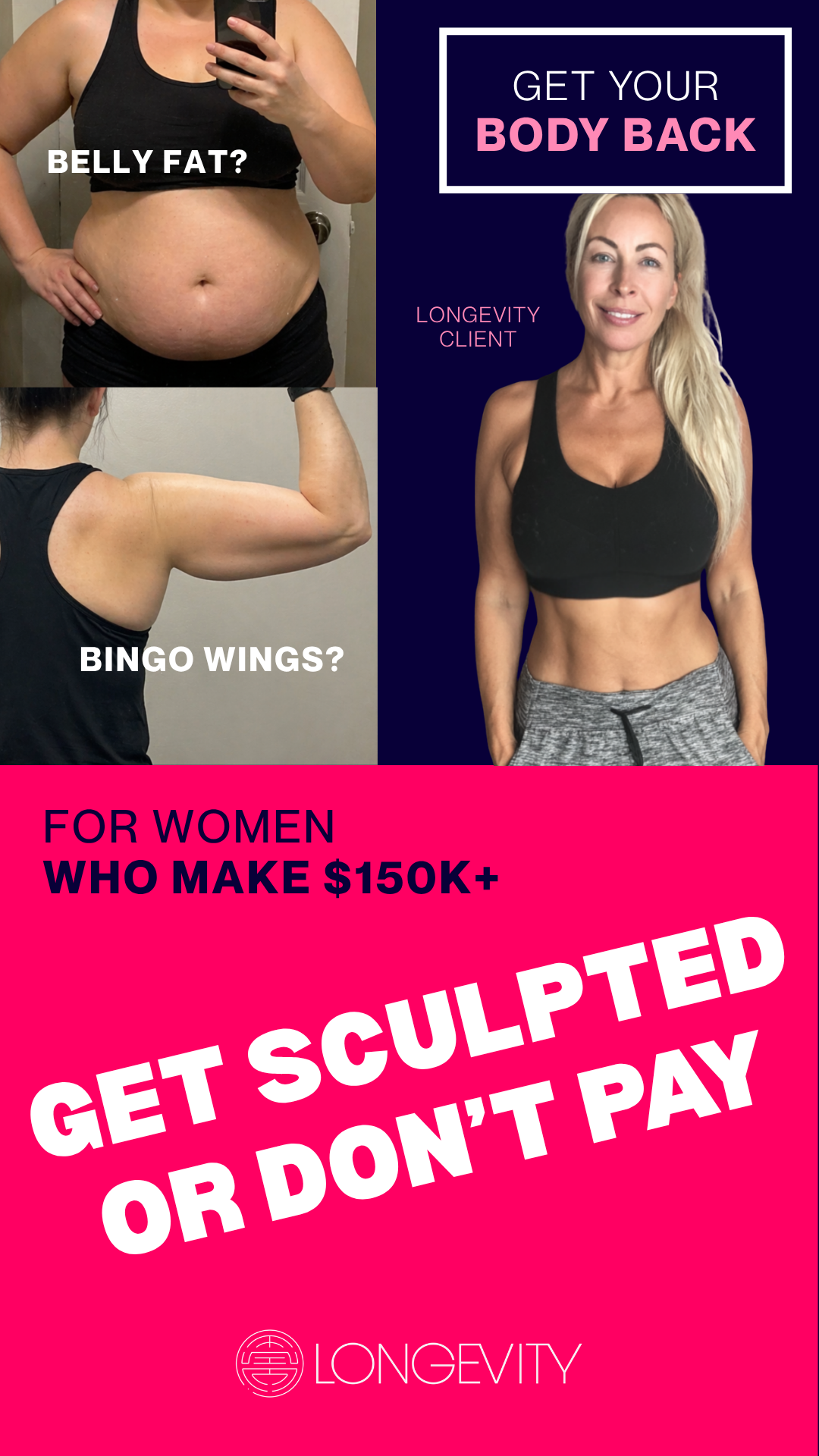 The Longevity Clinic Facebook ad: We fix your Fat Loss.