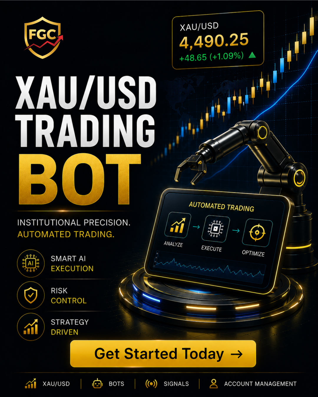 FGC Trading Experts Facebook ad: Trade Gold Smarter With AI