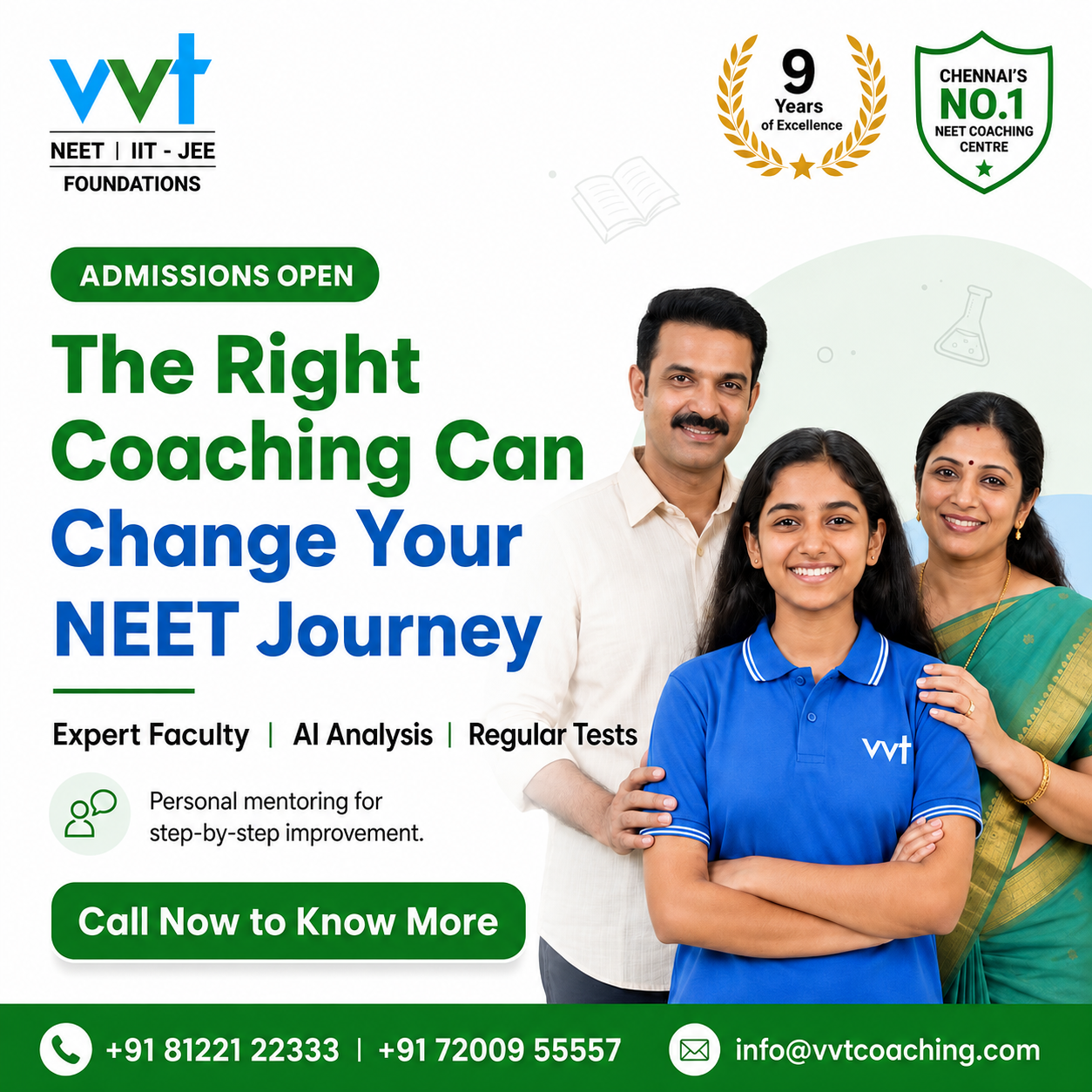VVT Coaching Facebook ad: Give your child the right guidance for NEET…