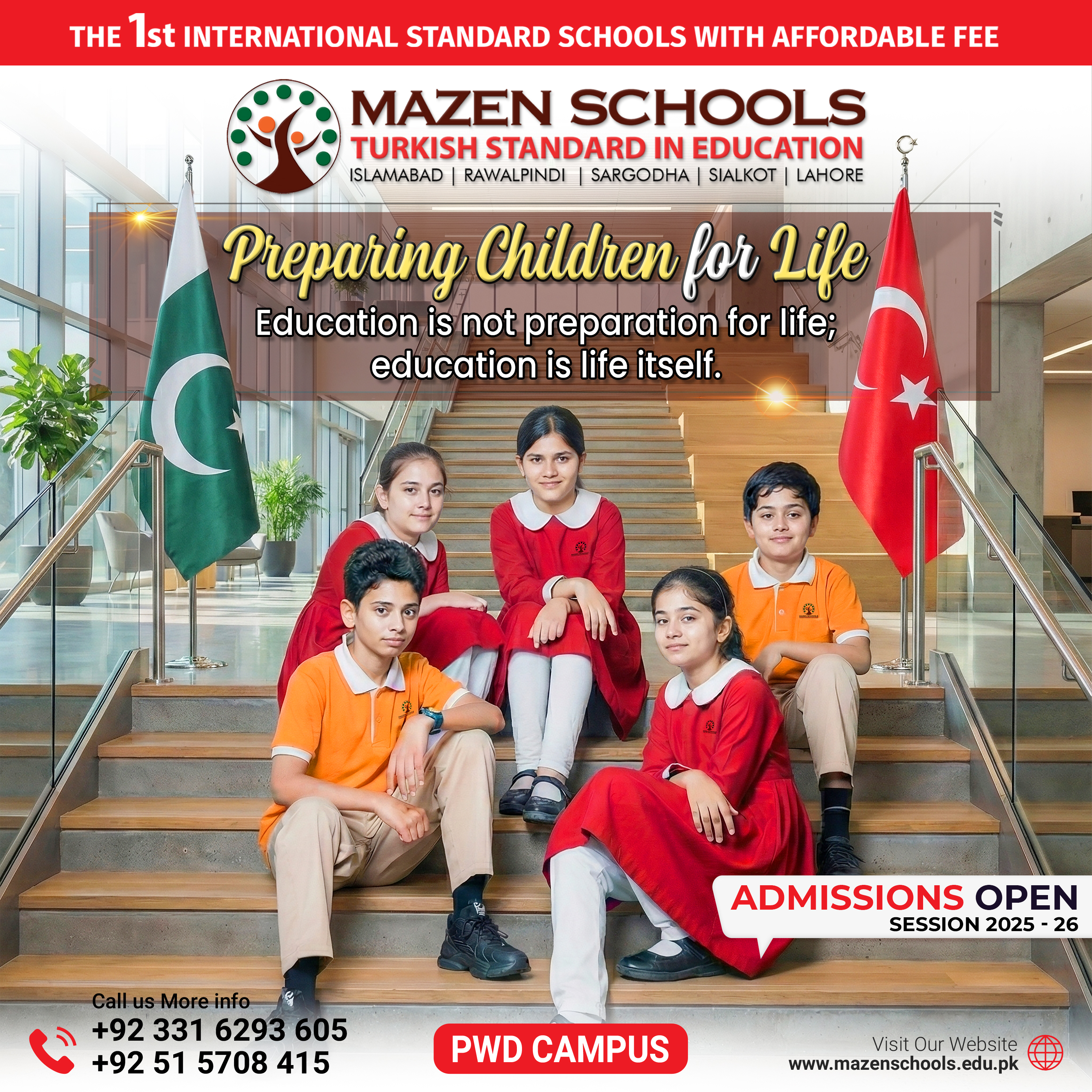 Mazen Schools PWD Campus Facebook ad: Admissions Open, Mazen Schools PWD/O-9 Islamabad