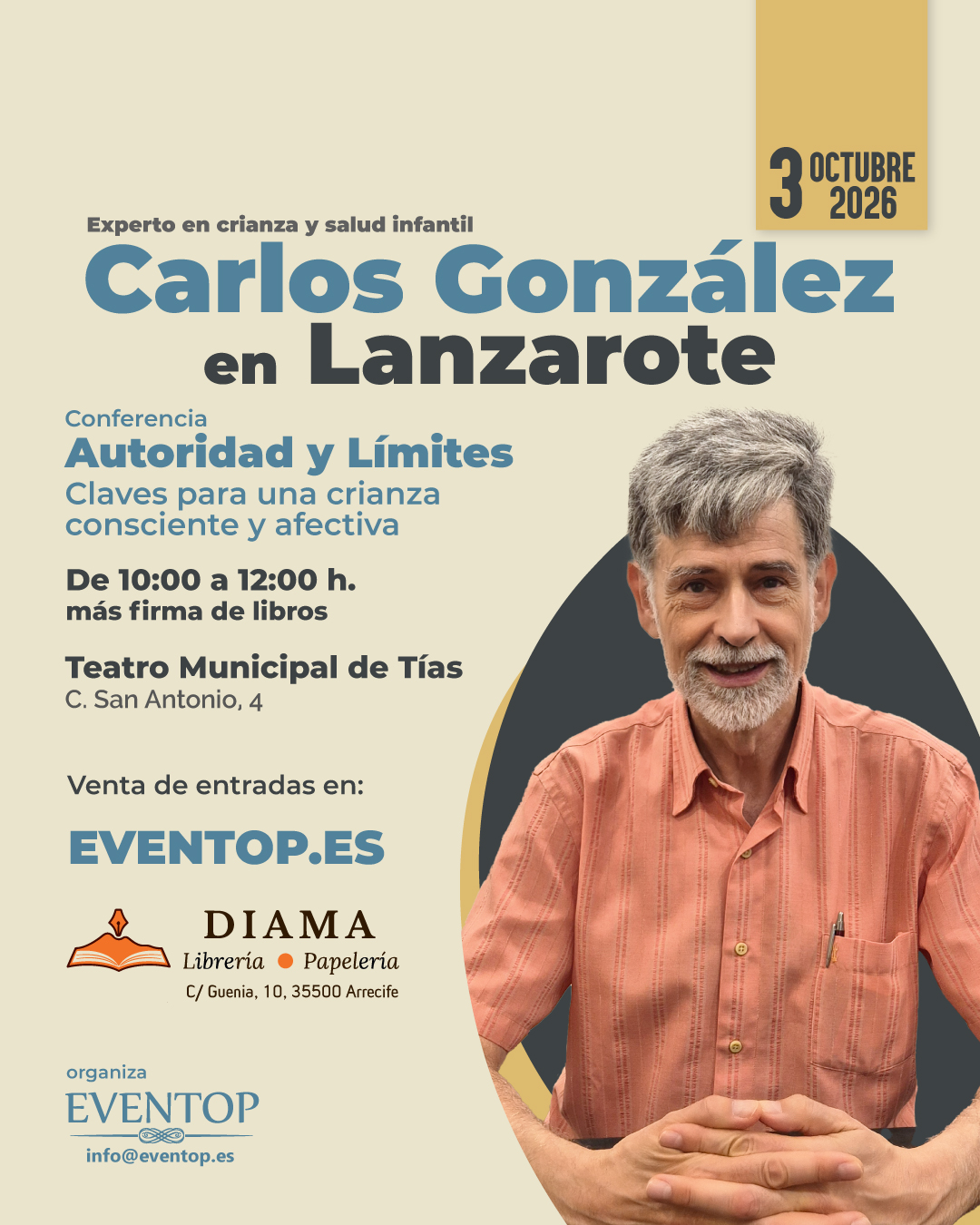 Eventop Facebook ad: Carlos González en Lanzarote, con la conferencia Autoridad…
