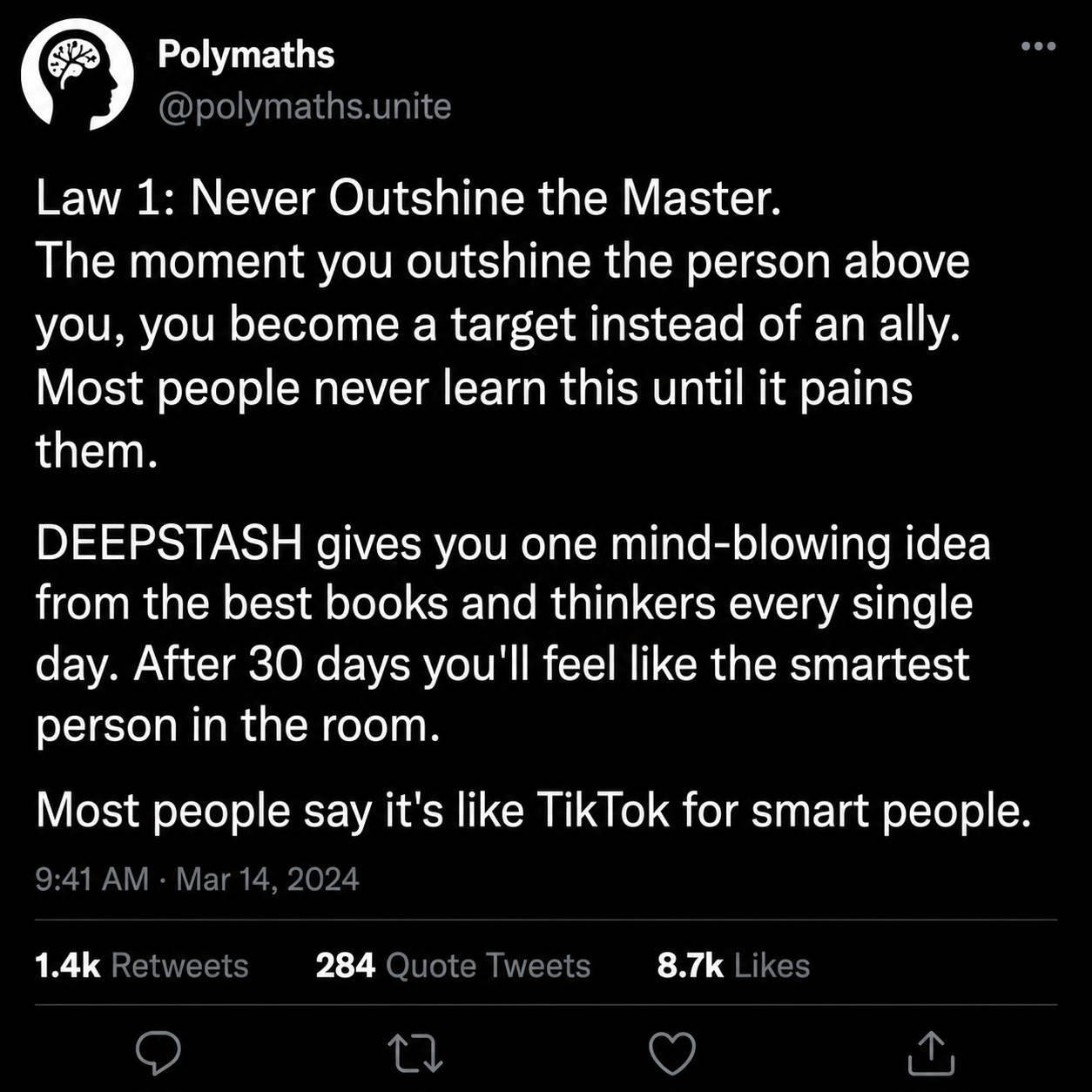 Deepstash Facebook ad
