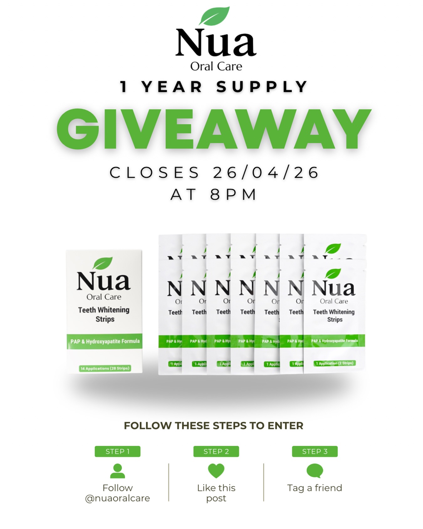 Nua Oral Care Facebook ad: WIN A 1 YEAR SUPPLY OF NUA ORAL…