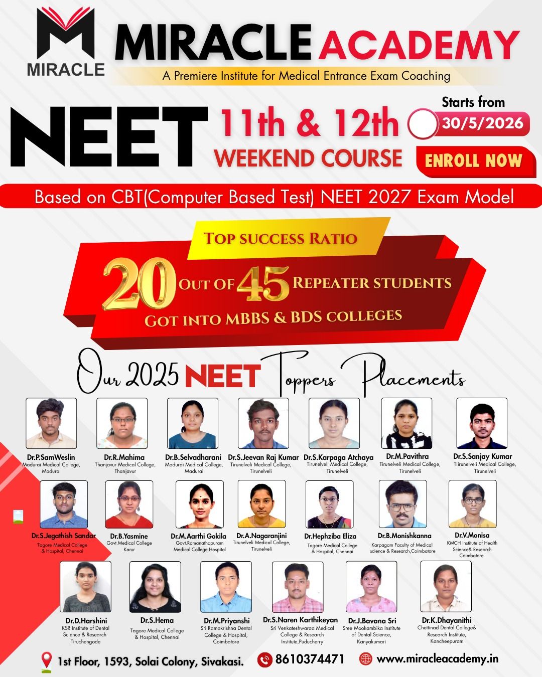 Miracle Academy for NEET / IIT Exams Facebook ad from May 27, 2026