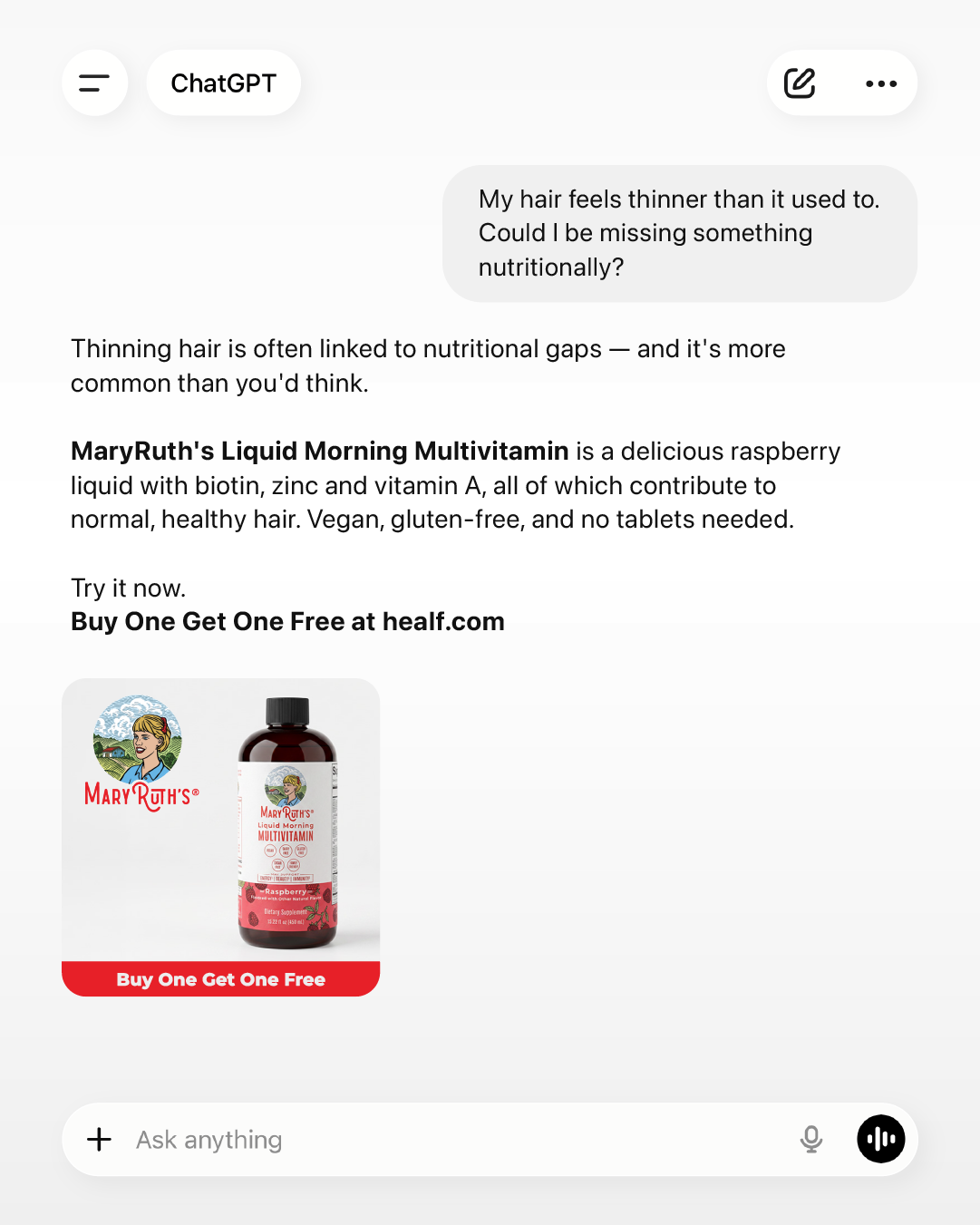 MaryRuth's Facebook ad