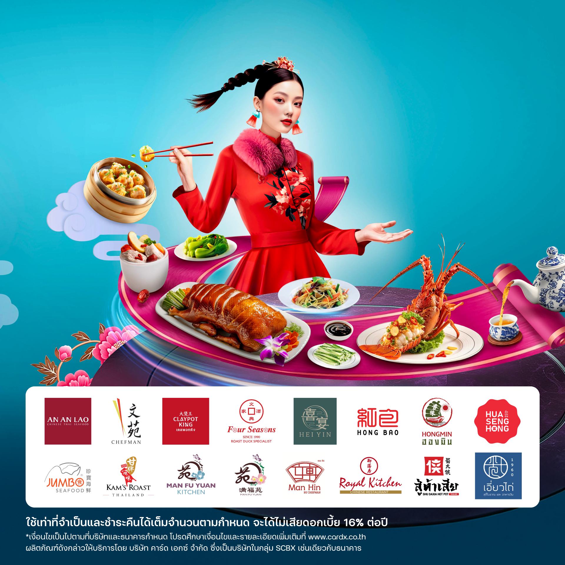 CardX Thailand Facebook ad: อร่อยเฮงรับตรุษจีน รับเครดิตเงินคืนรวมสูงสุด 23%*…