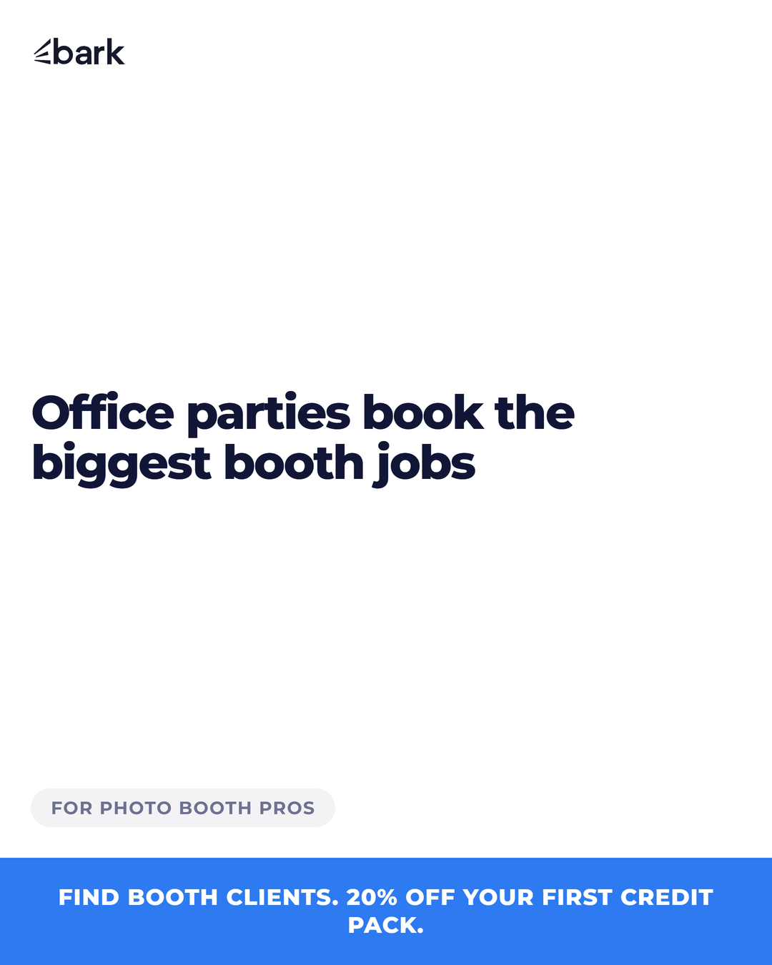 Bark.com Business Facebook ad: 20% off your first credit pack