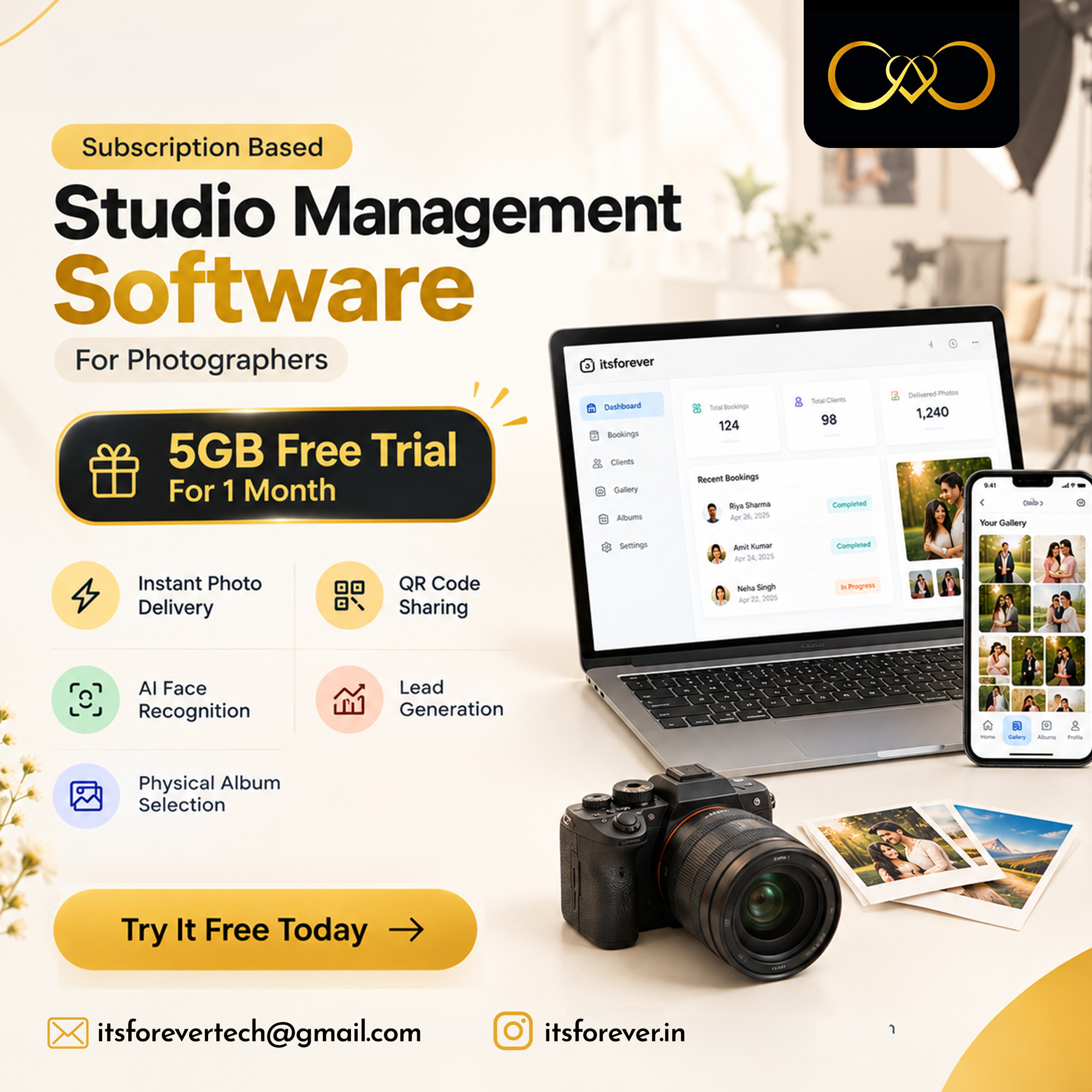 Itsforever.in Facebook ad: Studio Management Software