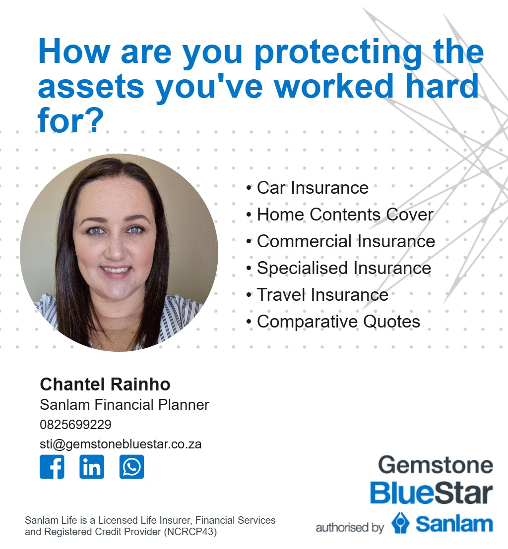 Gemstone Wealth BlueStar Facebook ad: Cape Town Short-term Insurance Adviser.