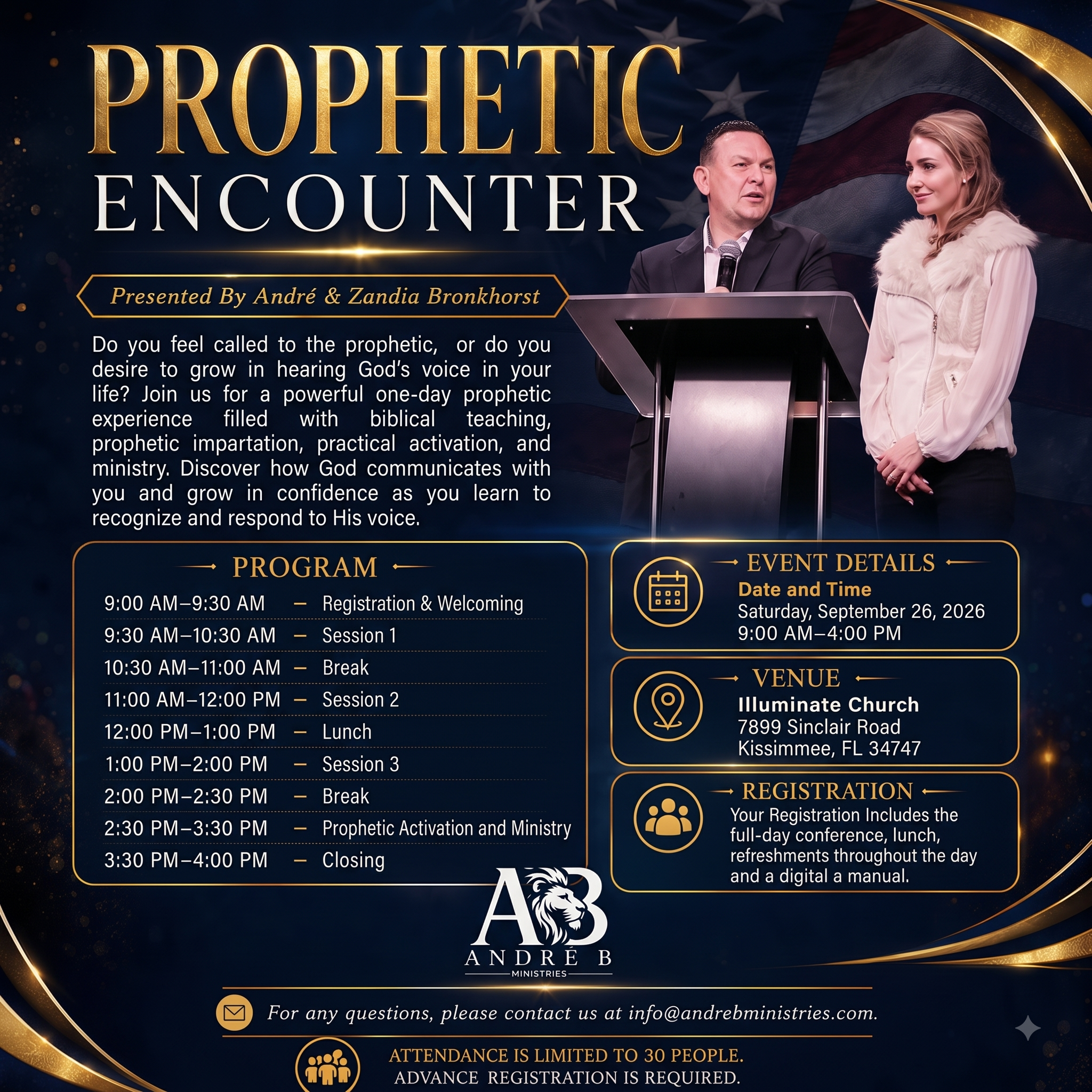 Andre Bronkhorst Ministries Facebook ad