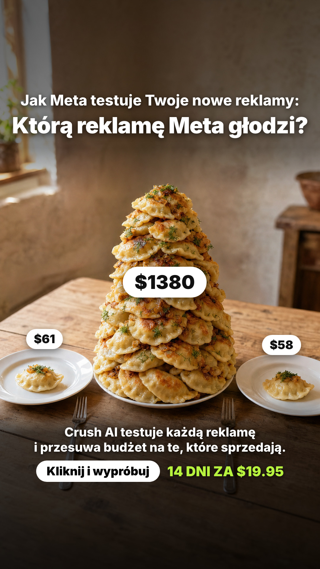 trycrush.ai Facebook ad: Którą reklamę Meta głodzi?