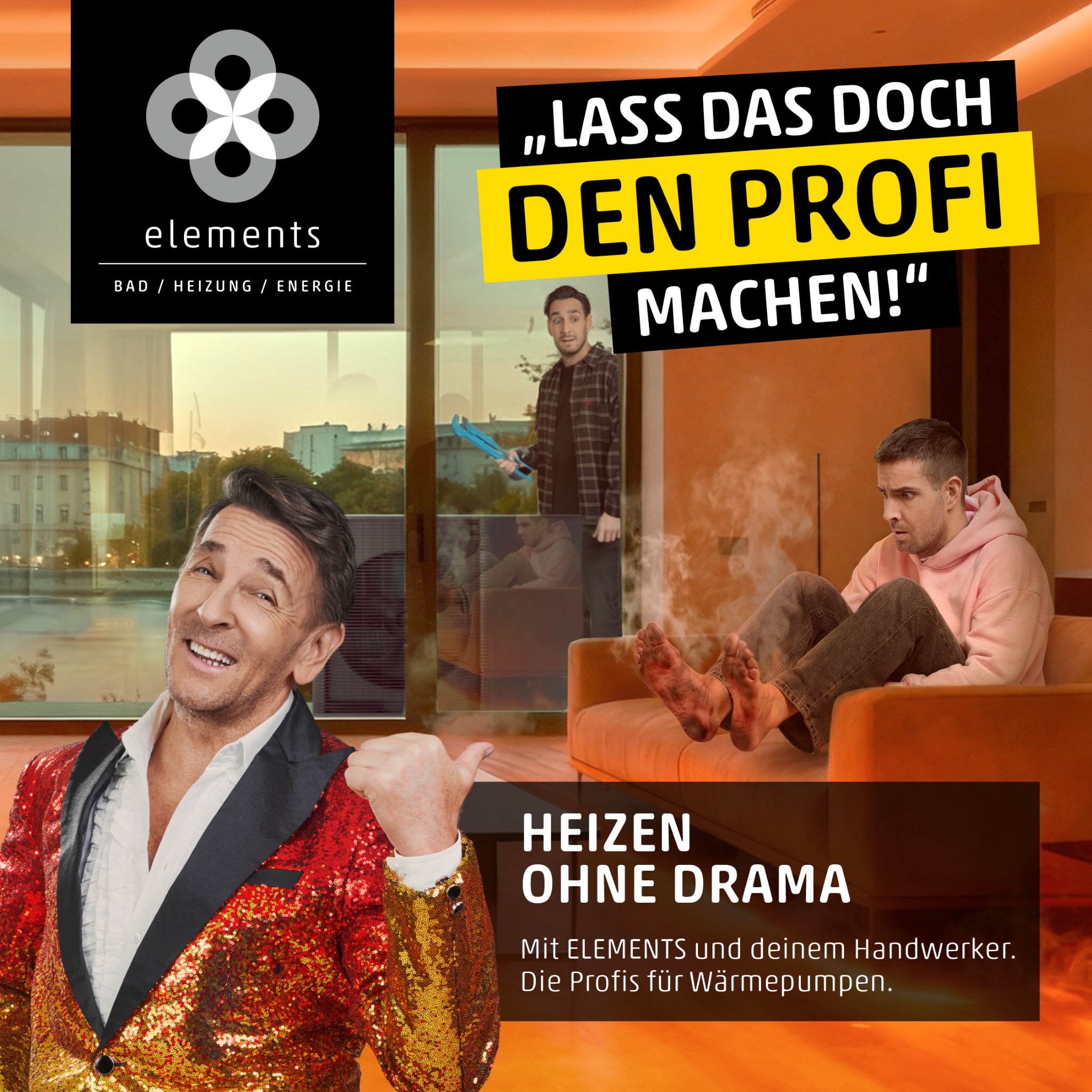 ELEMENTS Facebook ad: Wärmepumpe angeschlossen …