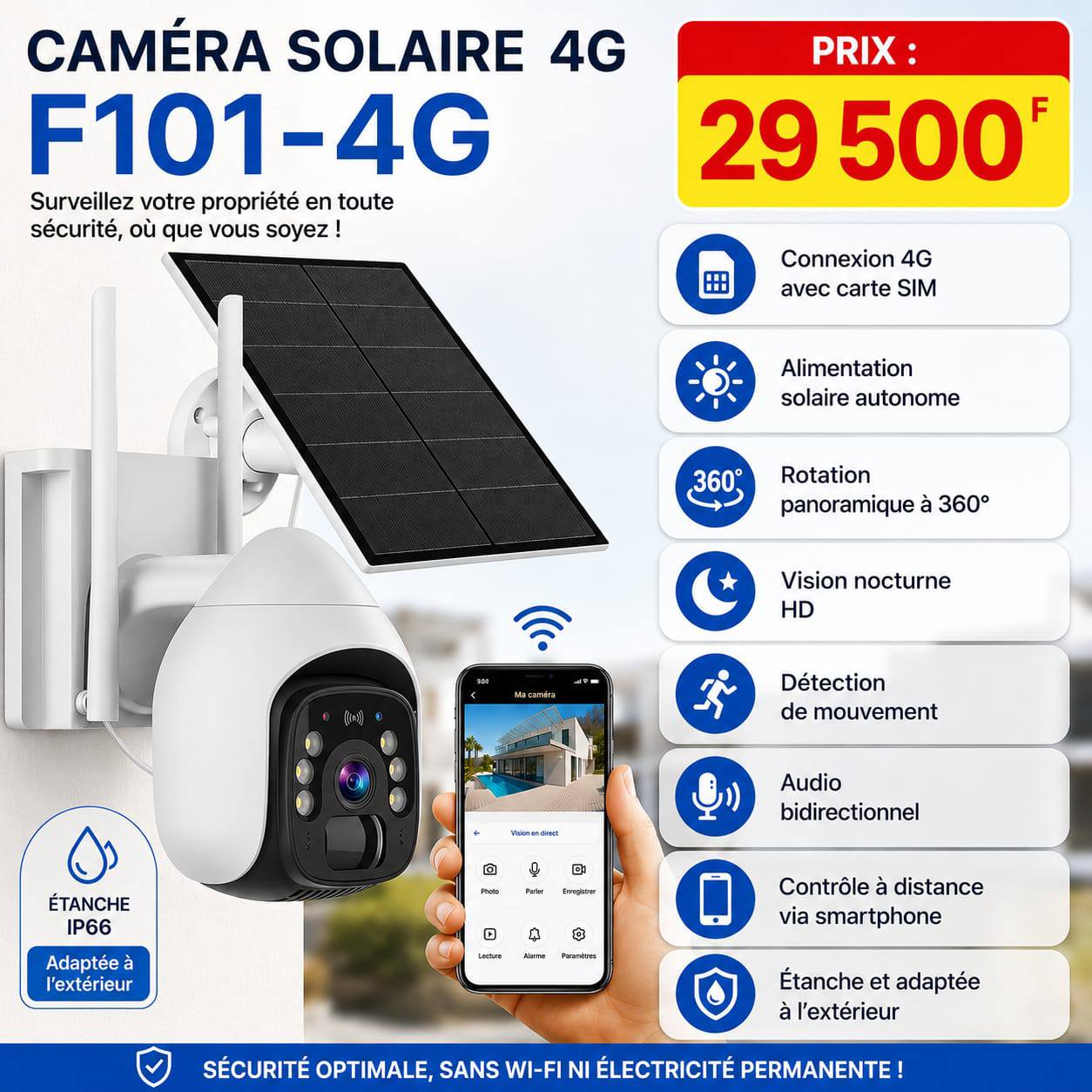 koff bootik Facebook ad: Caméra solaire 4G et wifi