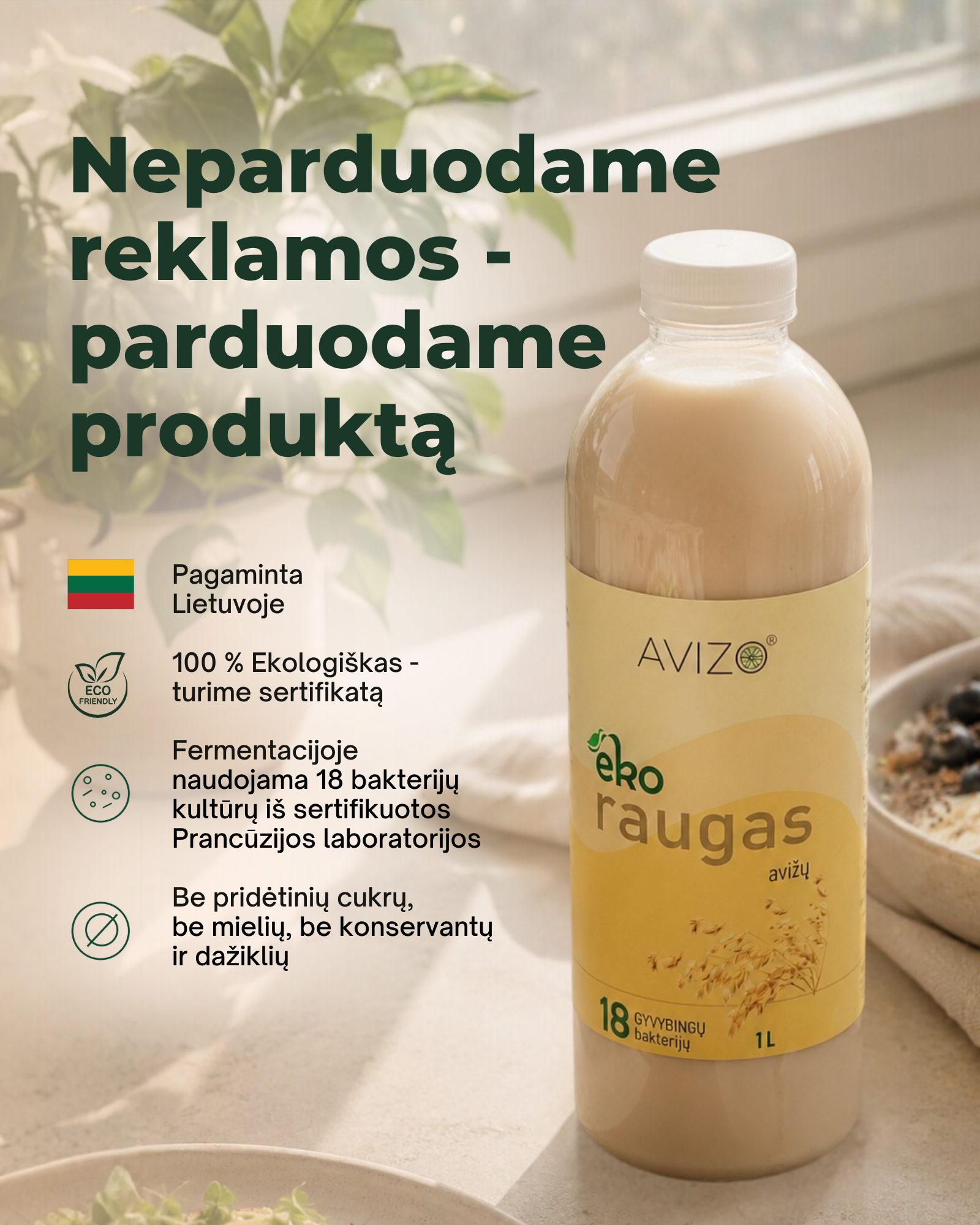 AVIZO Probiotics Facebook ad: Pirmiausia produktas. Tik tada reklama.
