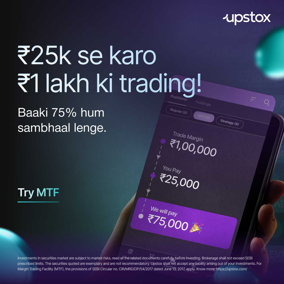 Upstox Facebook ad: Open your FREE Demat now!