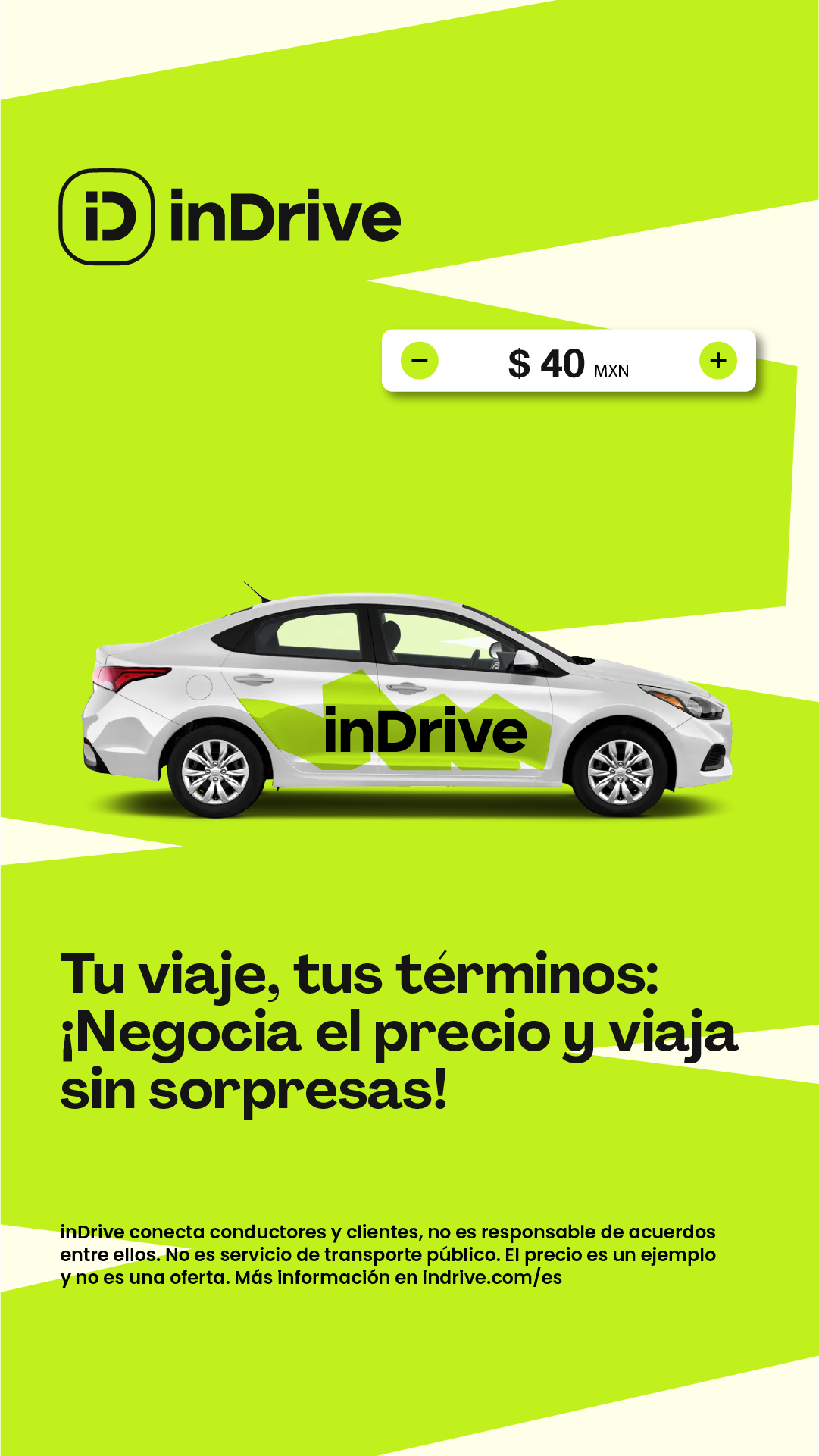 inDrive Facebook ad: Viajes y envíos para particulares y negocios