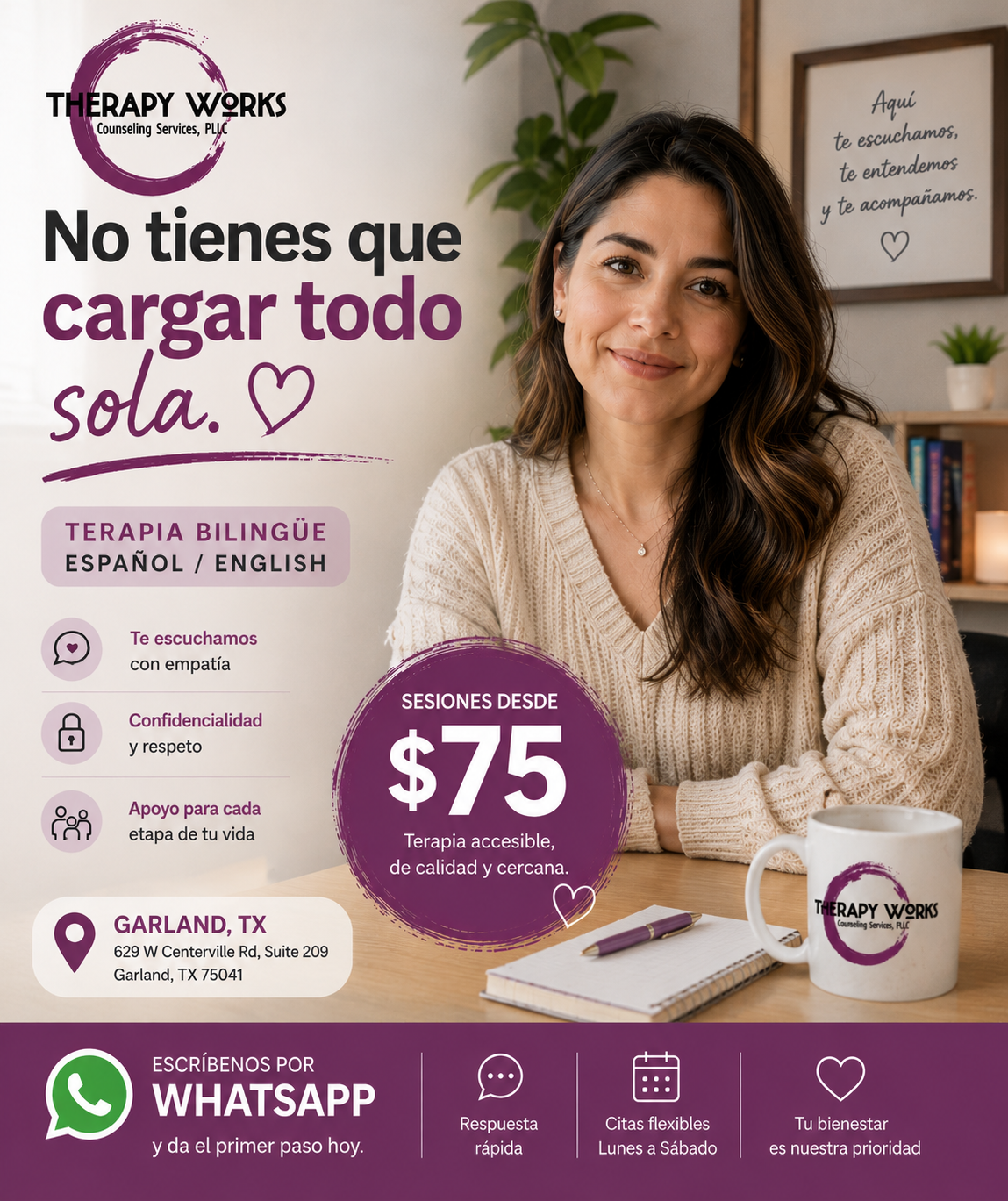 Therapy Works Counseling Facebook ad: Agenda tu cita hoy con Therapy Works