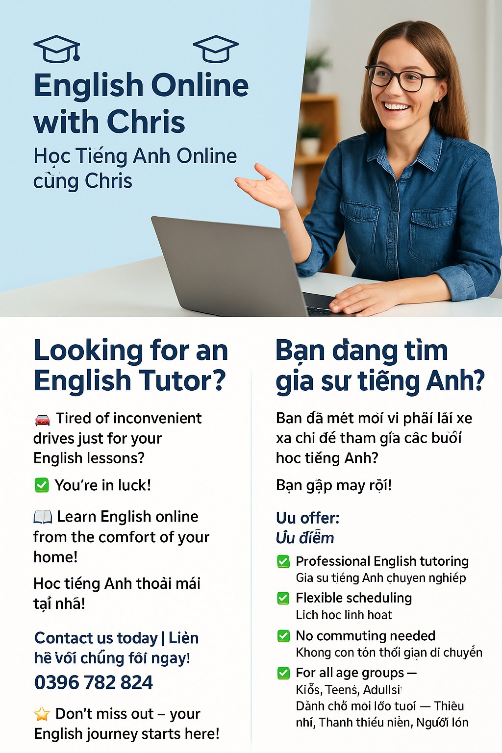 English Online with Chris Facebook ad from Apr 28, 2025