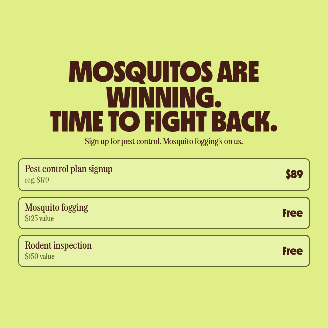 Tango Pest + Property Care Facebook ad: Half Off Your First Treatment. Plus $275 in Free Stuff.