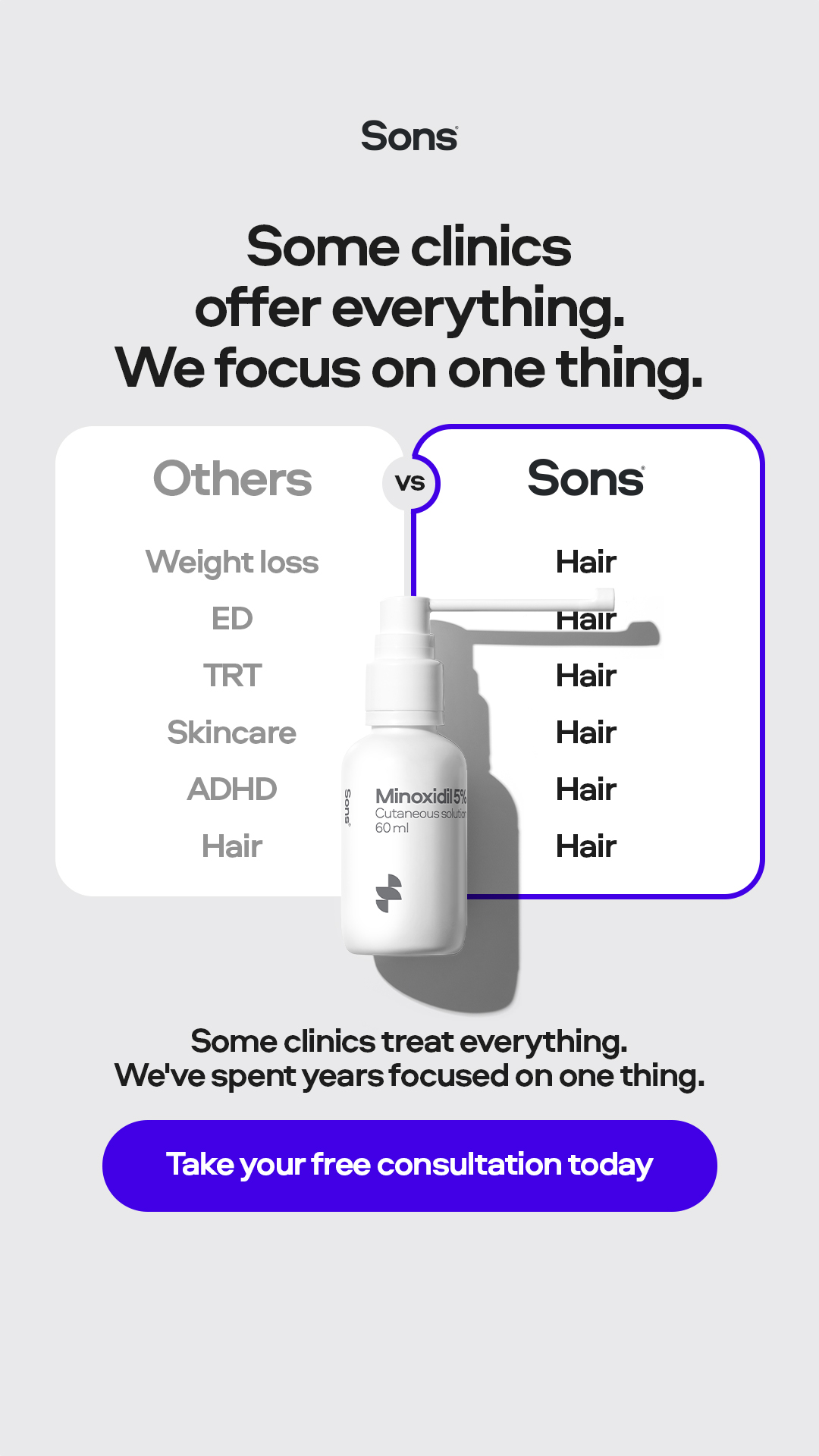 Sons Facebook ad: Your hairline. Your call.