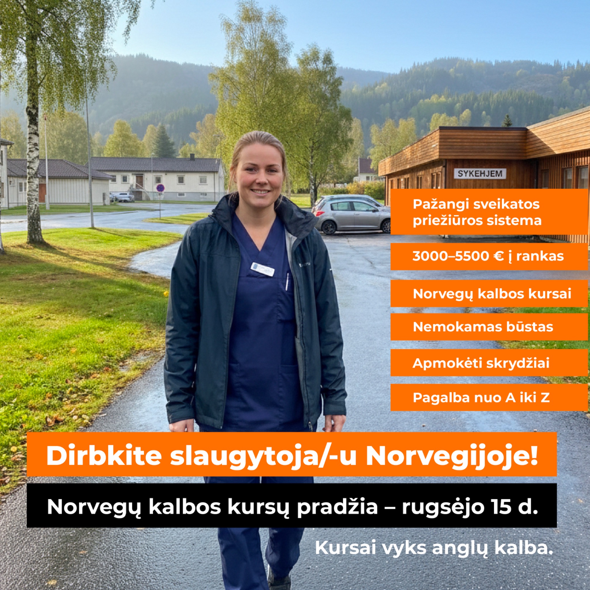 SLS - karjera slaugytojams Skandinavijoje Facebook ad: Dirbkite slaugytoja/-u Norvegijoje!