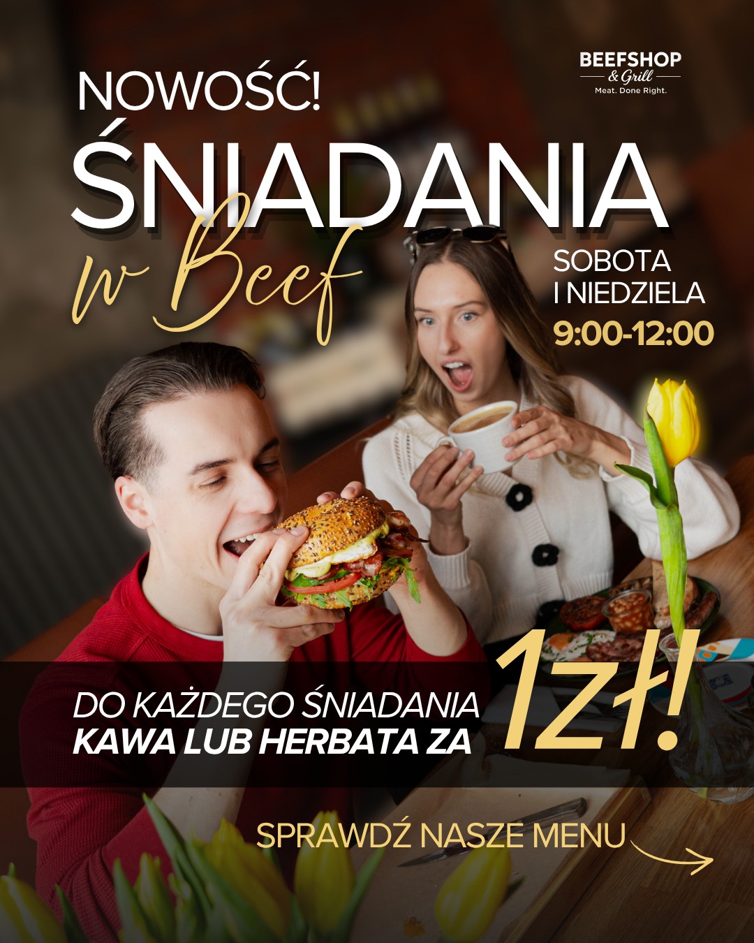 BEEFshop & GRILL Facebook ad: Nowość w BEEFshop & GRILL - śniadania w…