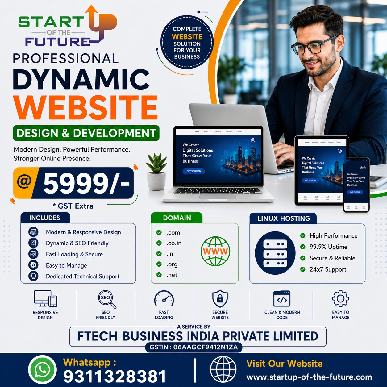 Startup of the Future Facebook ad: Professional Website Starting at ₹5999