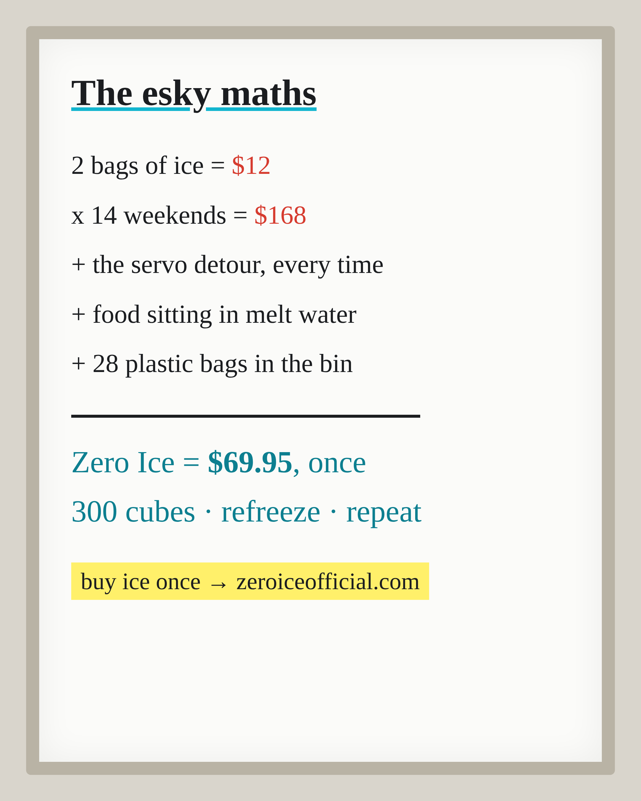 ZERO ICE Facebook ad