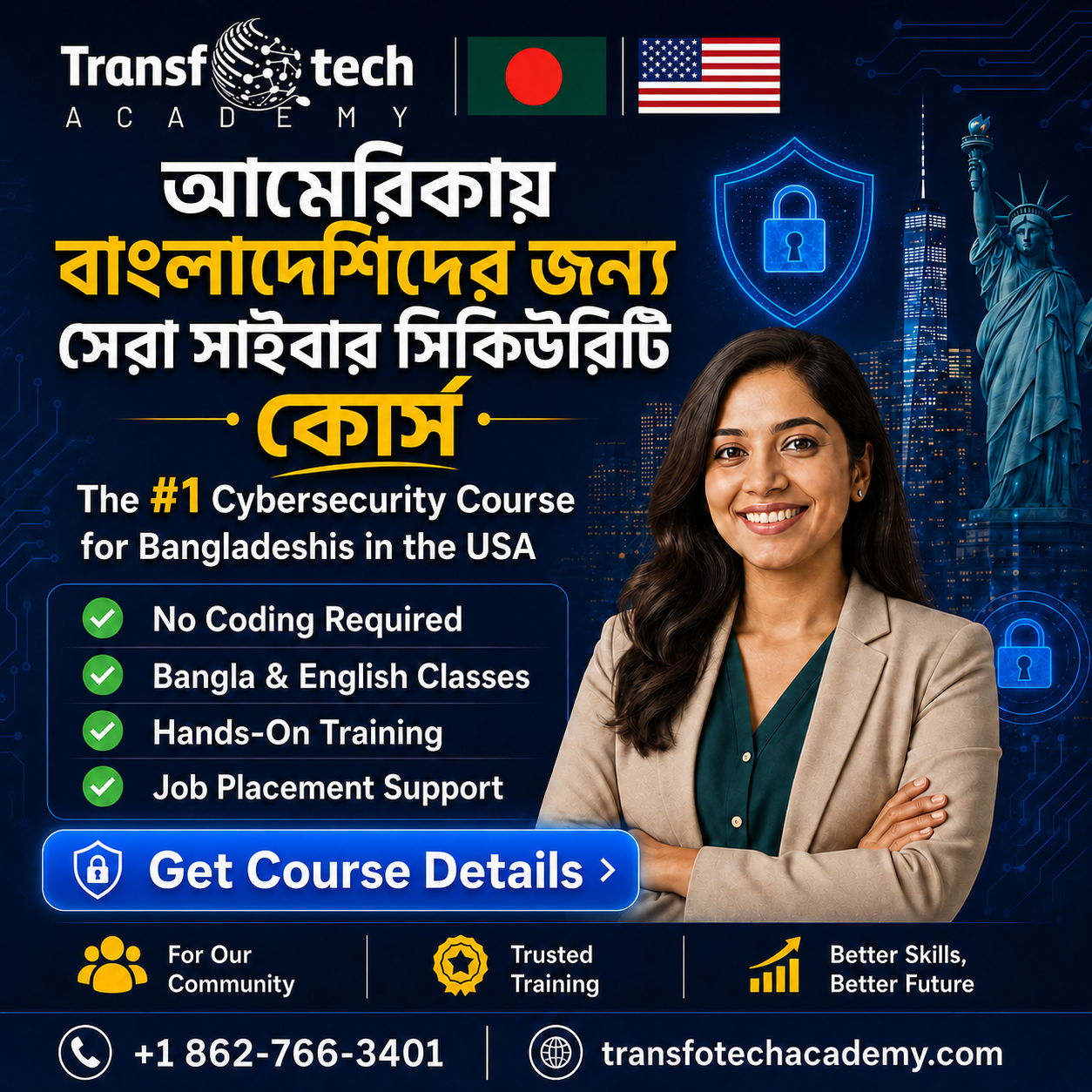 Transfotech Academy Facebook ad: Join Bangladeshi-Americans in Tech