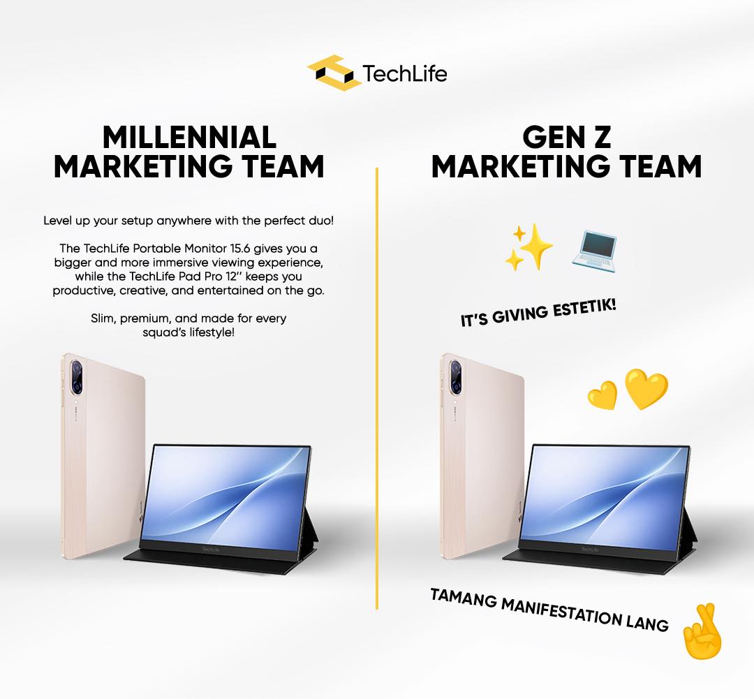 TechLife Facebook ad: Millennial vs Gen Z