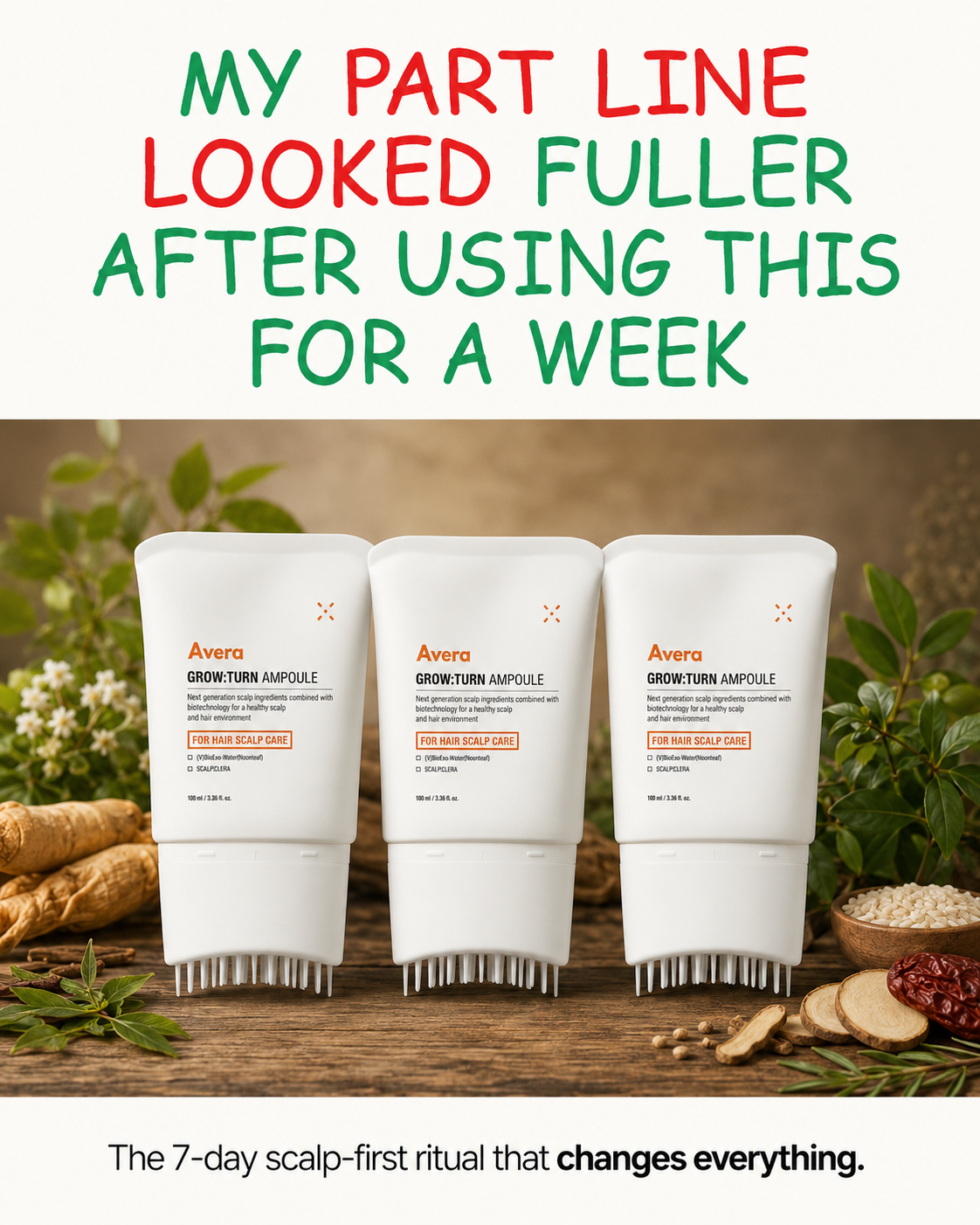 Avera Facebook ad: Korea's #1 Hair Growth Serum