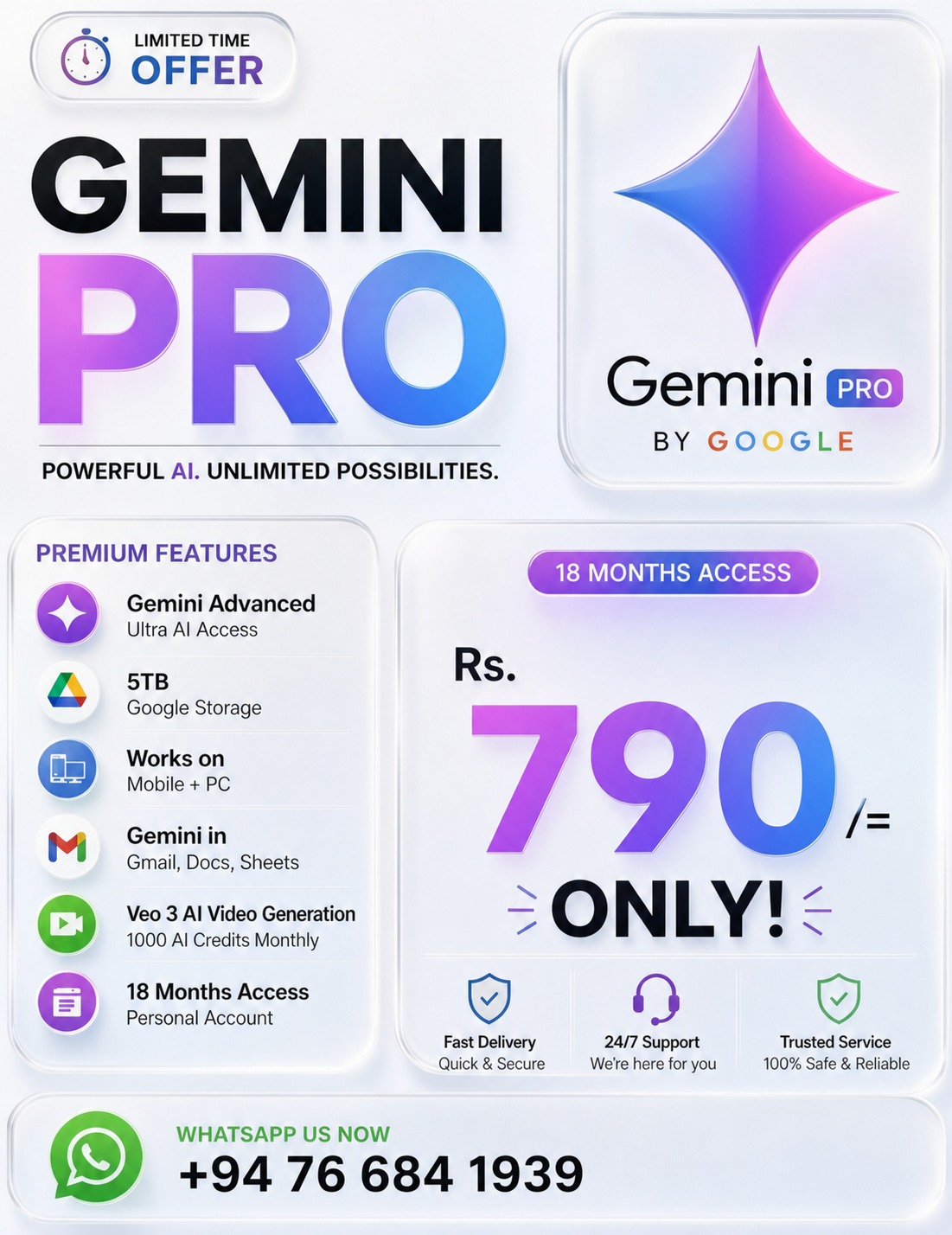 Premium Store SL Facebook ad: 18-Month G00gle AI Pr0 & Cloud Storage Super…