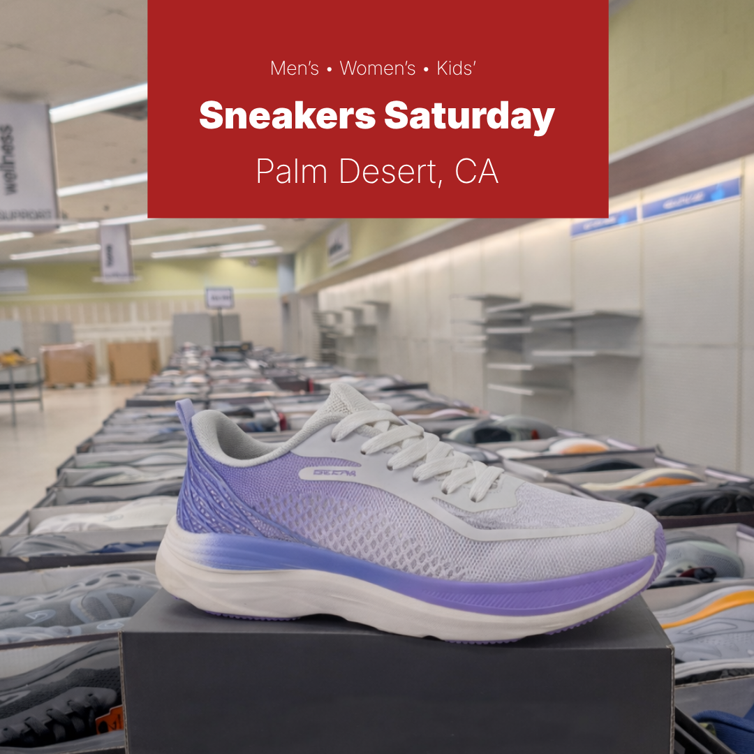 Shoe Selloff Event Facebook ad: Sneakers Saturday | All $30 or less | Palm Desert, CA