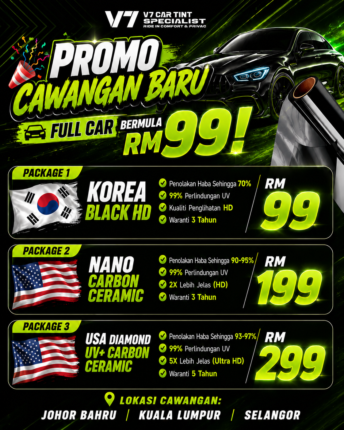 V7 Auto Detailing Sungai Besi Facebook ad: full car tinted promo 25