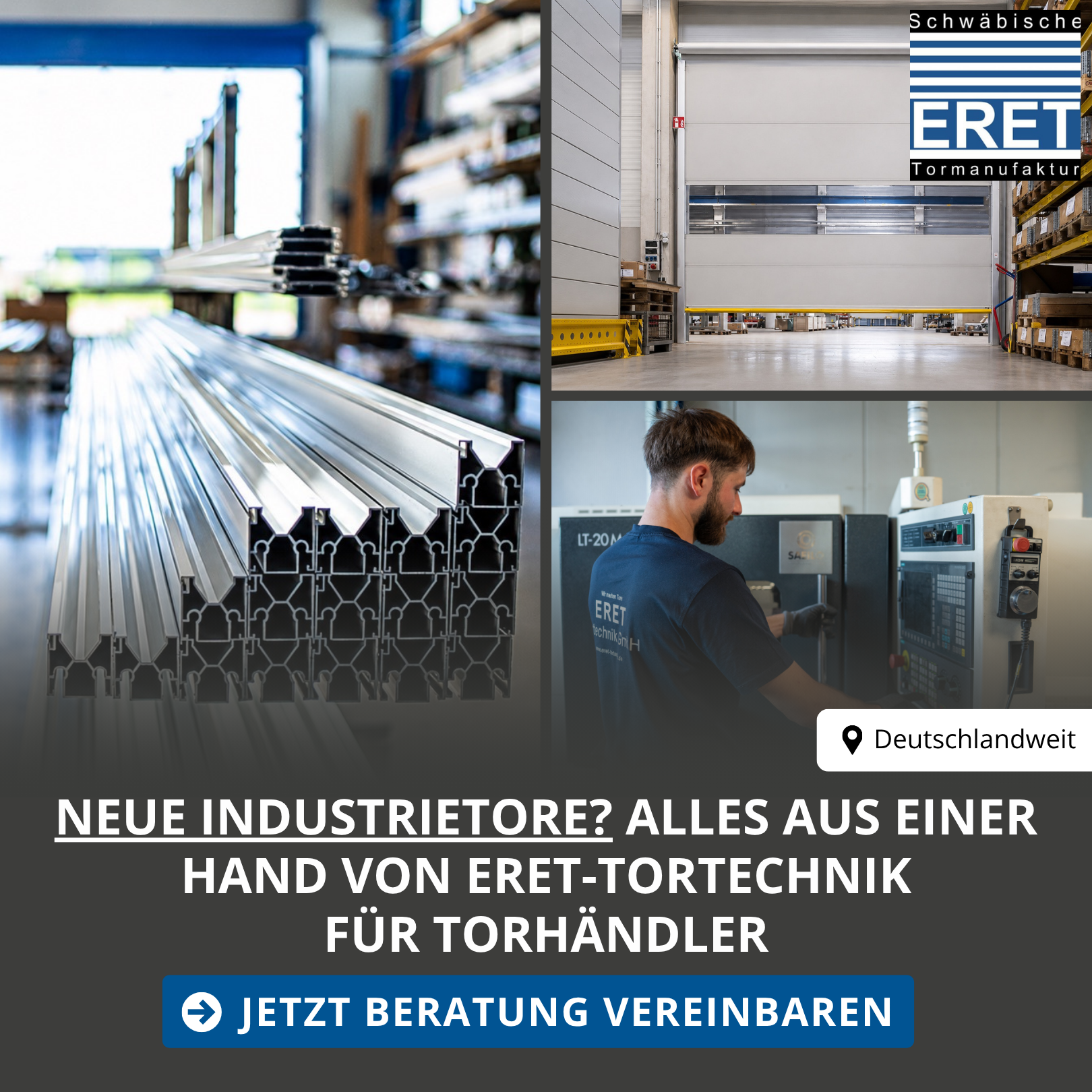 ERET-Tortechnik GmbH Facebook ad: Industrietore für Fachhändler
